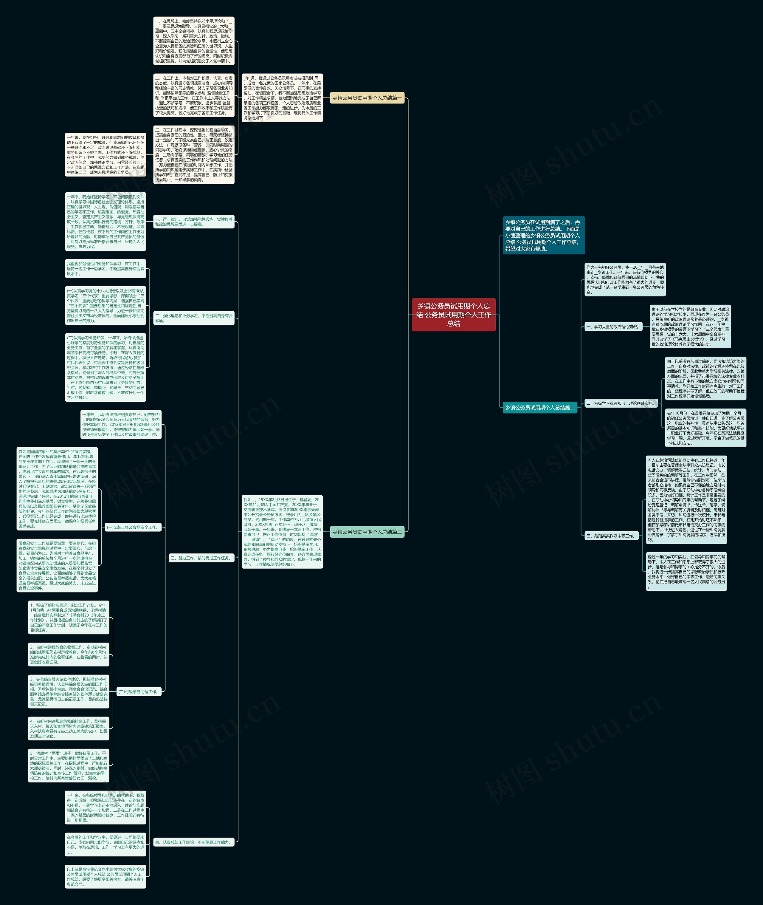 乡镇公务员试用期个人总结 公务员试用期个人工作总结思维导图