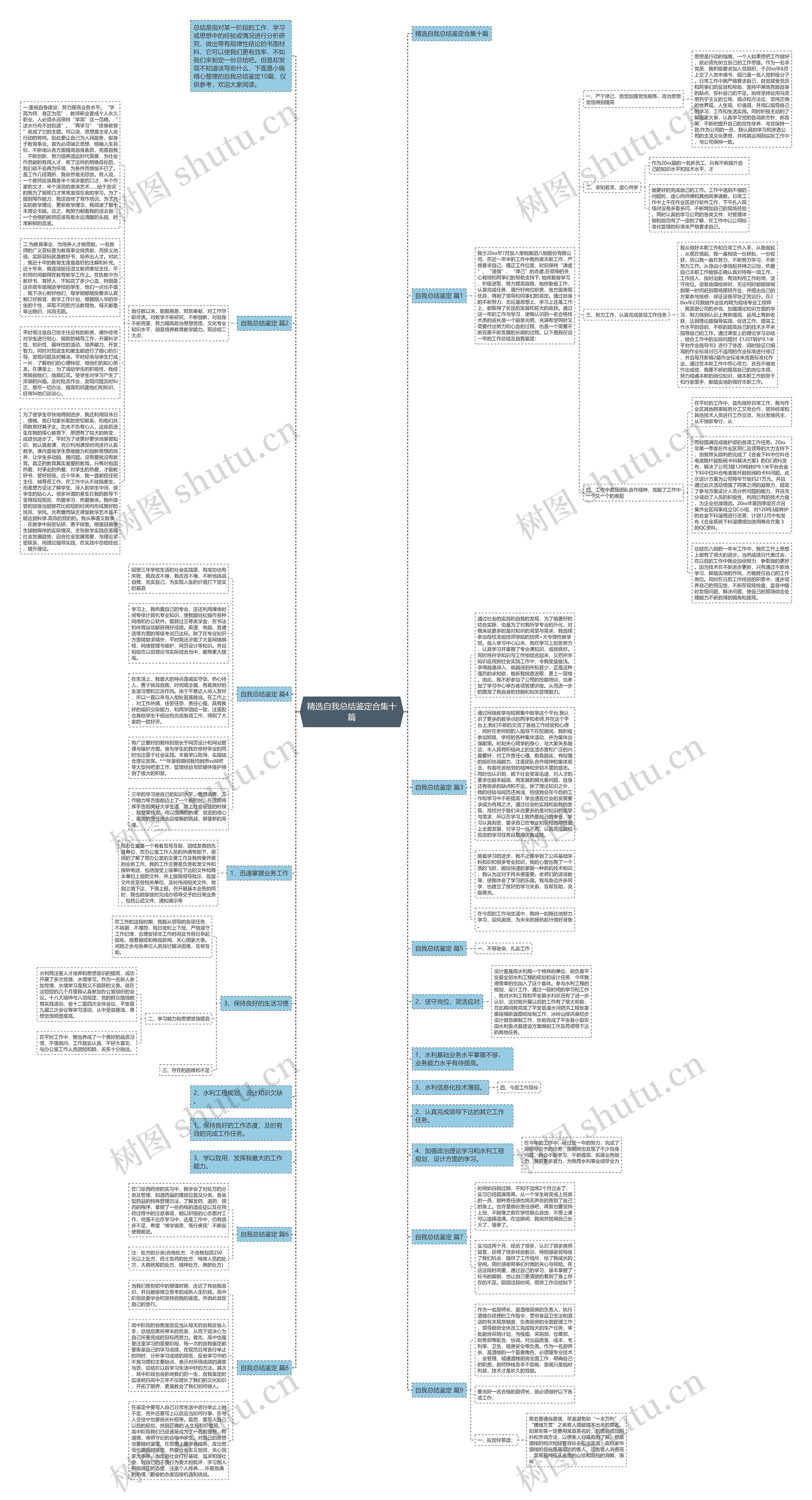 精选自我总结鉴定合集十篇思维导图