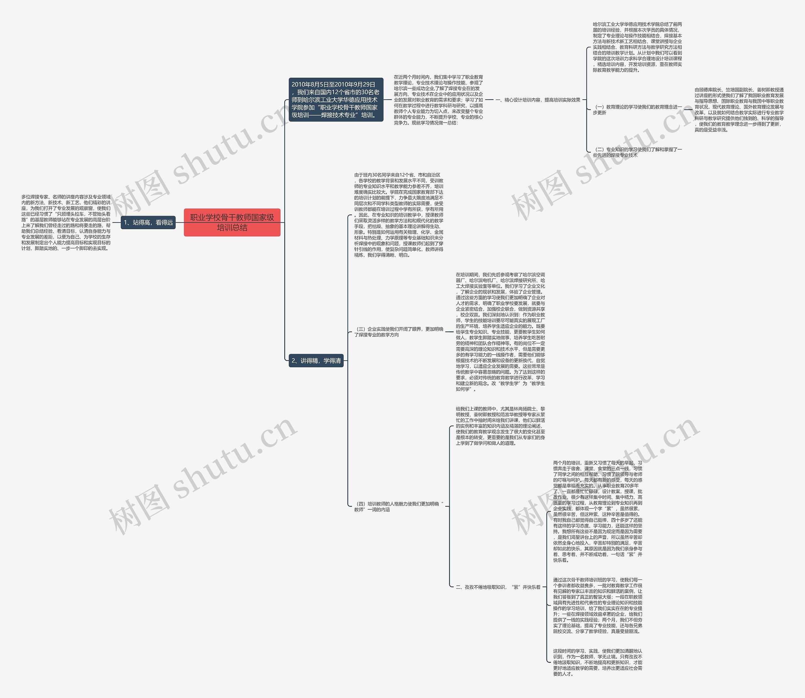 职业学校骨干教师国家级培训总结思维导图