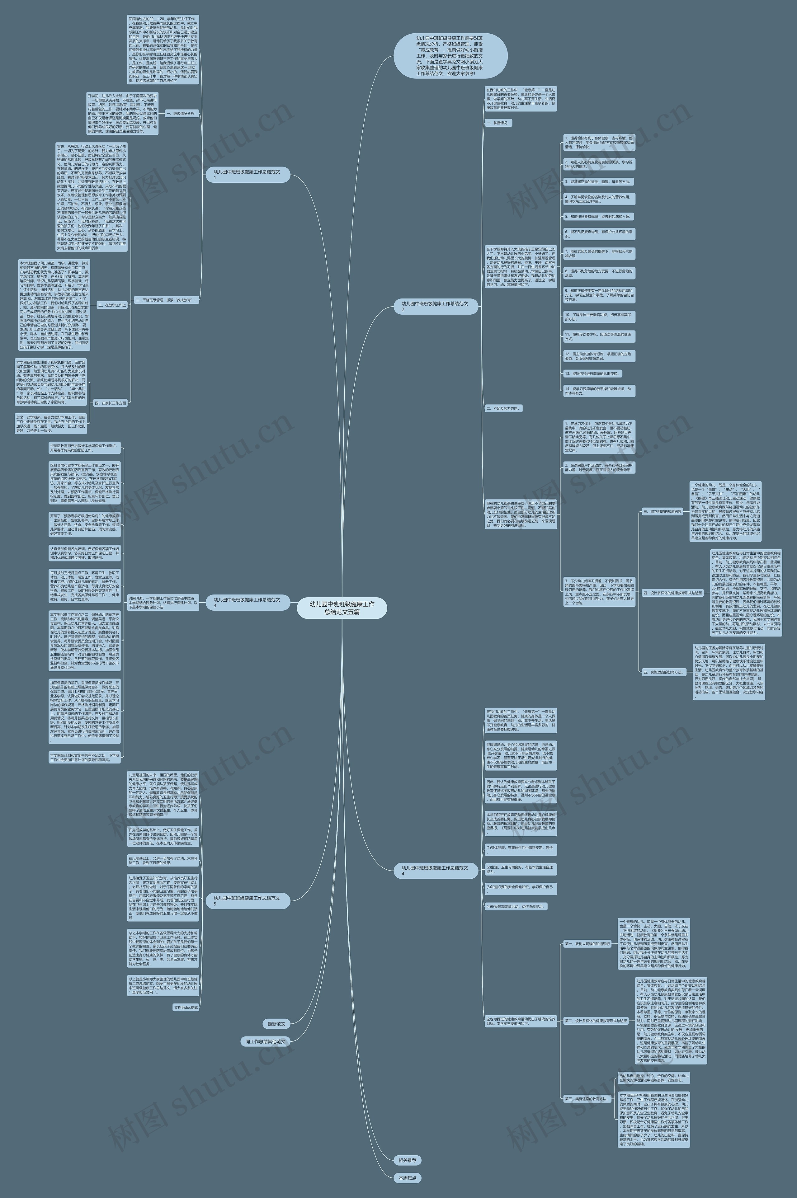幼儿园中班班级健康工作总结范文五篇思维导图