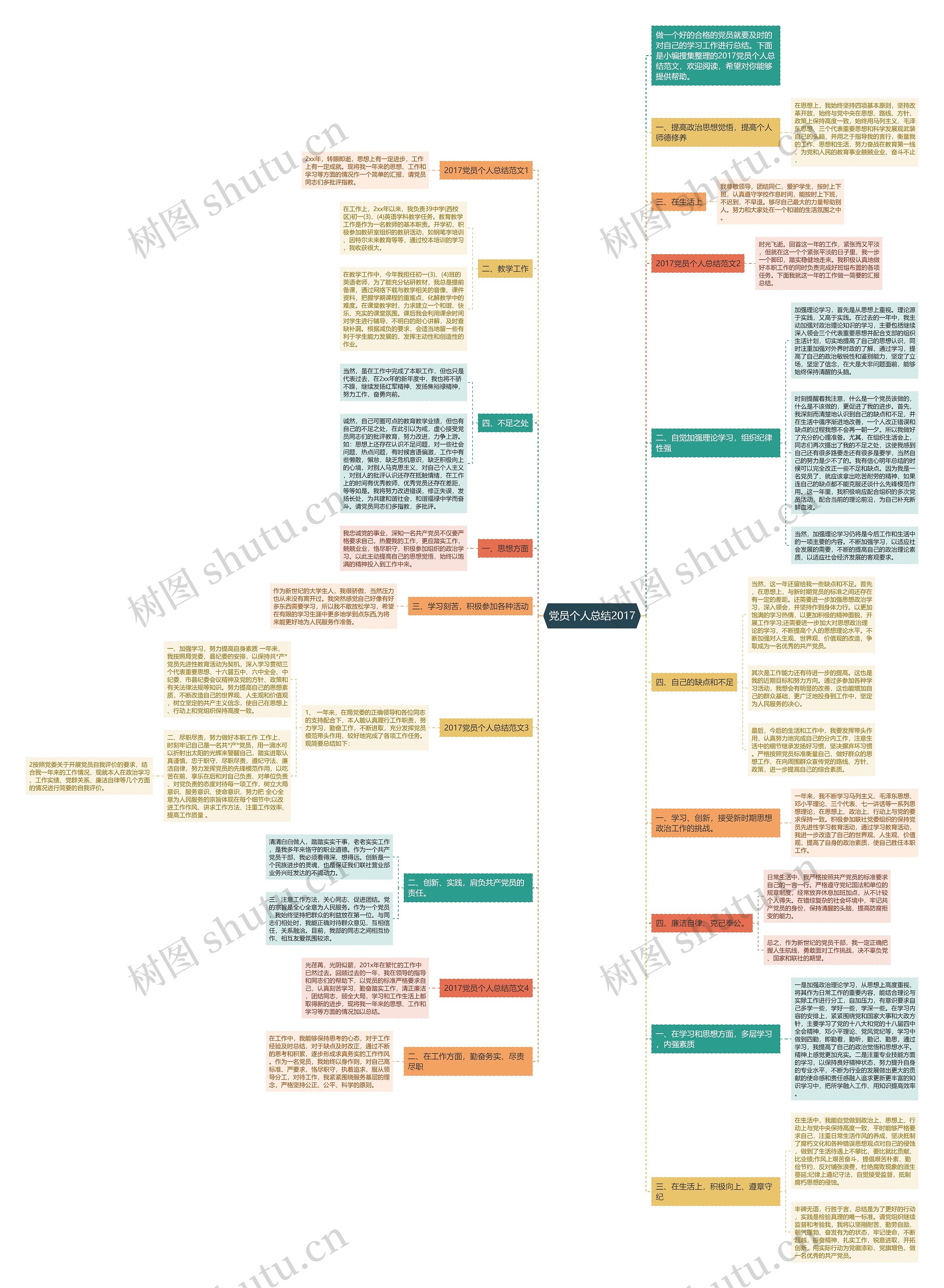 党员个人总结2017思维导图