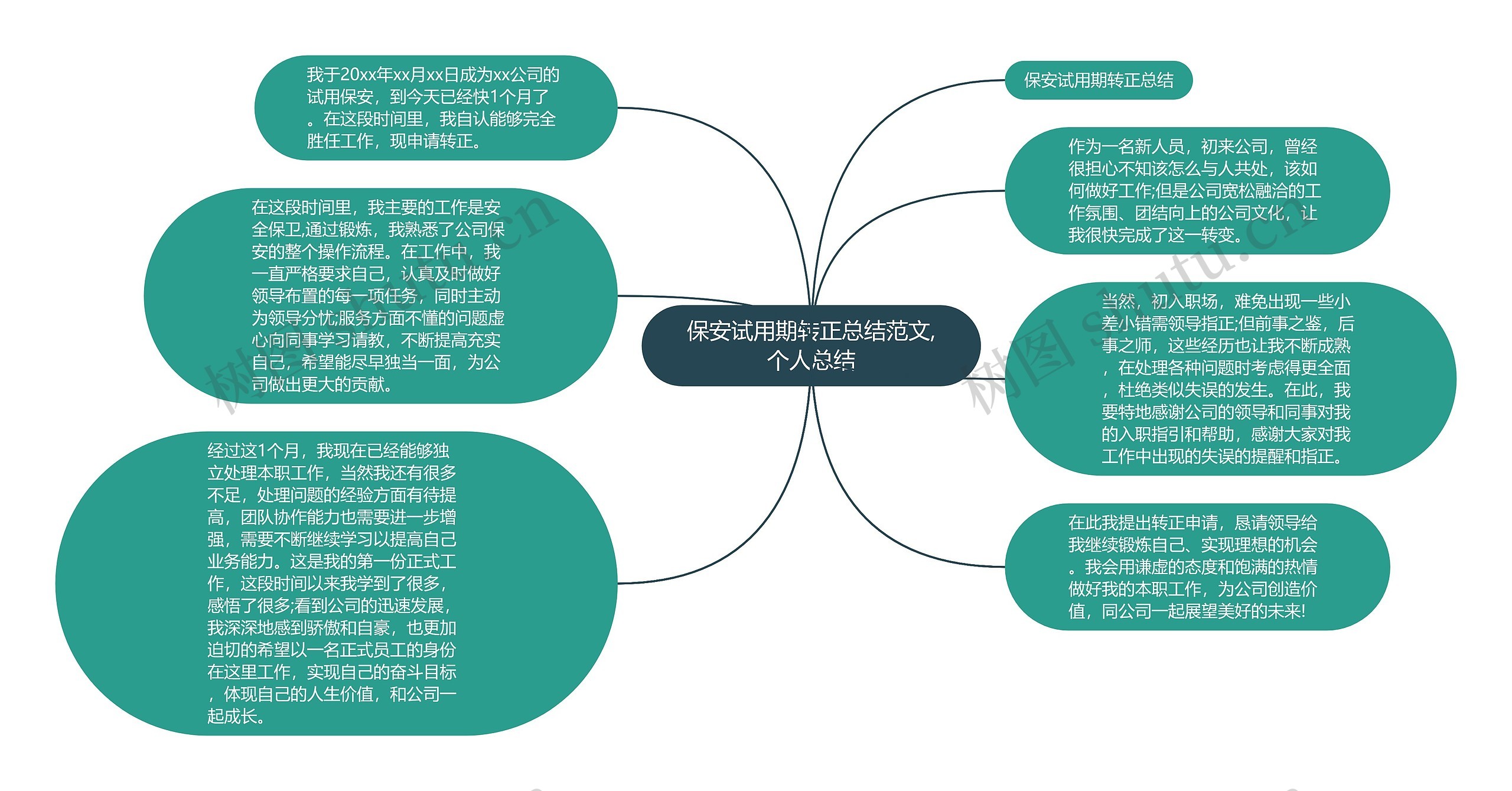 保安试用期转正总结范文,个人总结思维导图