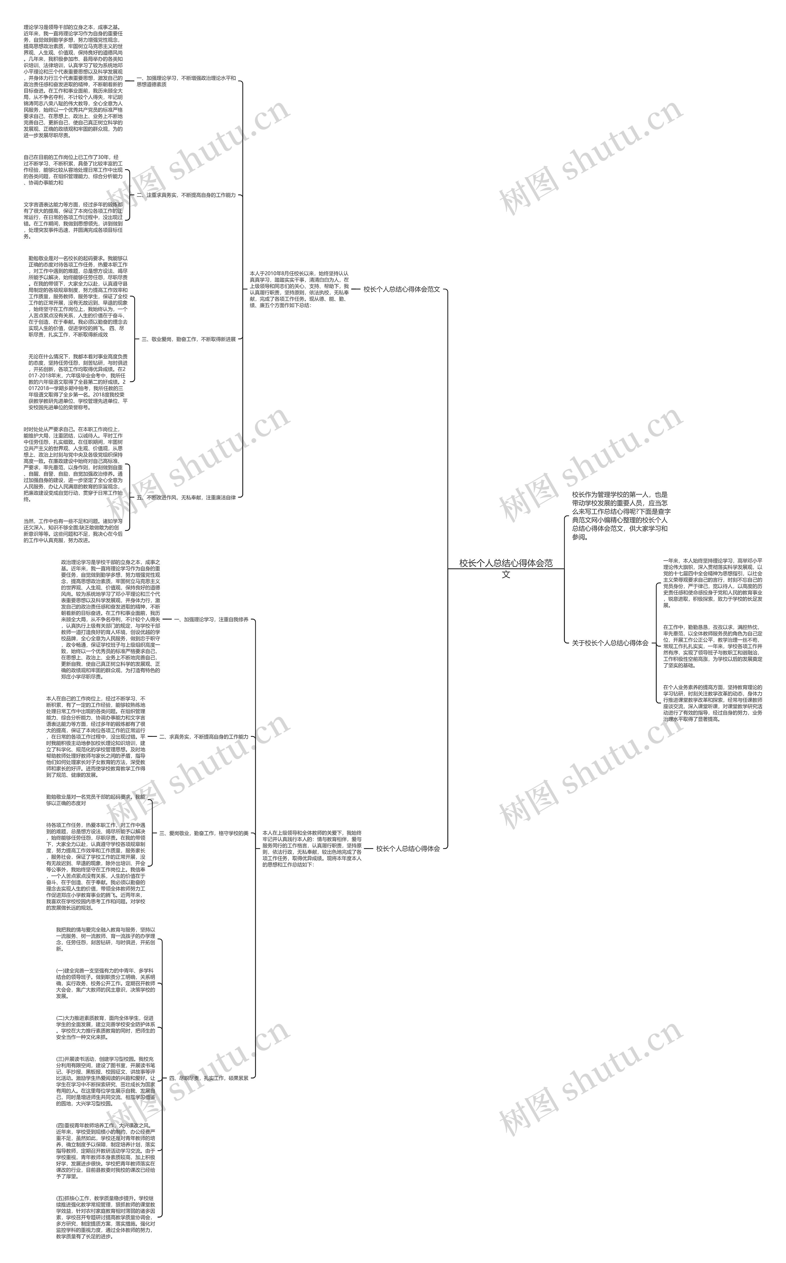 校长个人总结心得体会范文思维导图