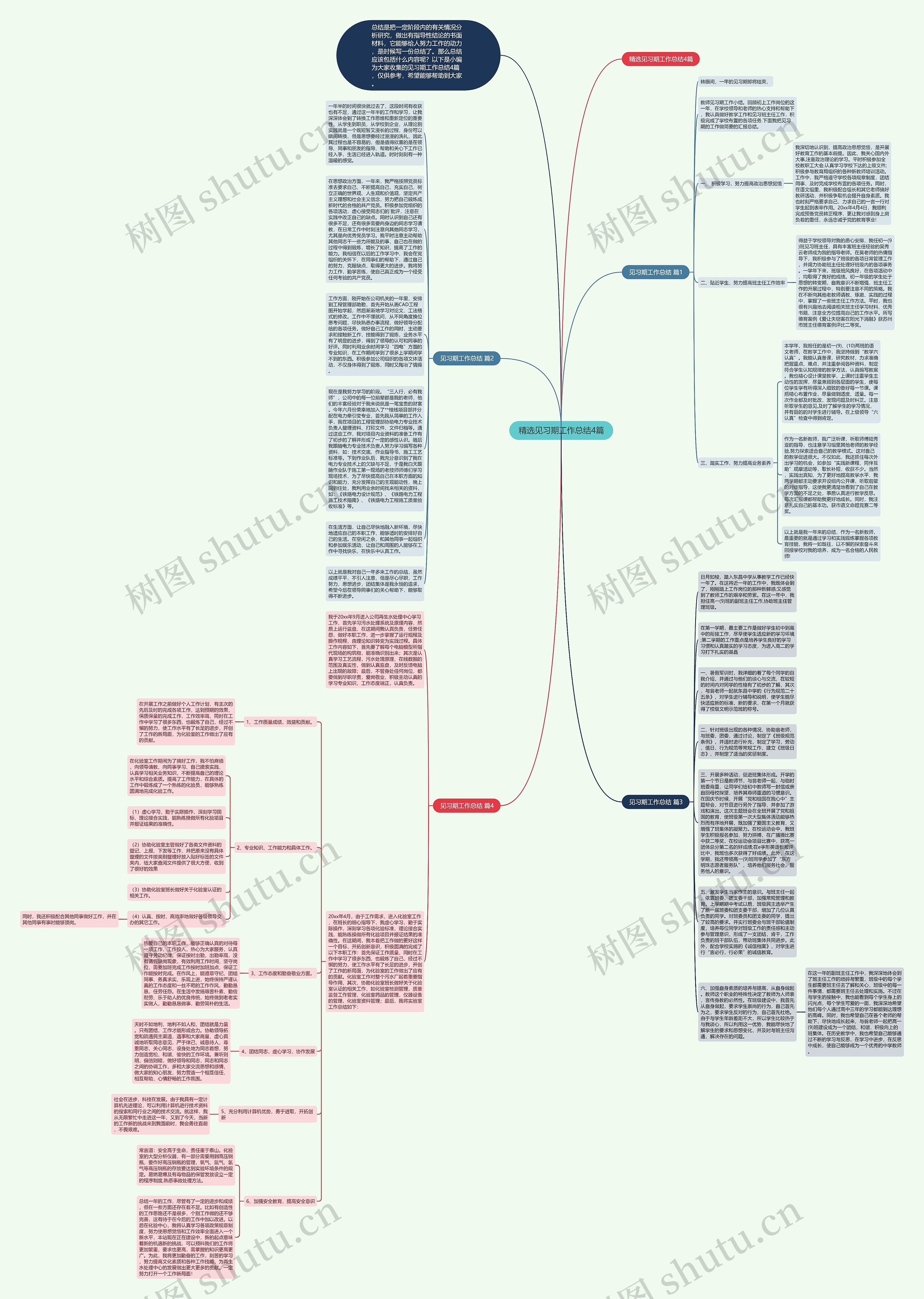 精选见习期工作总结4篇思维导图高清图 精选见习期工作总结4篇思维导图