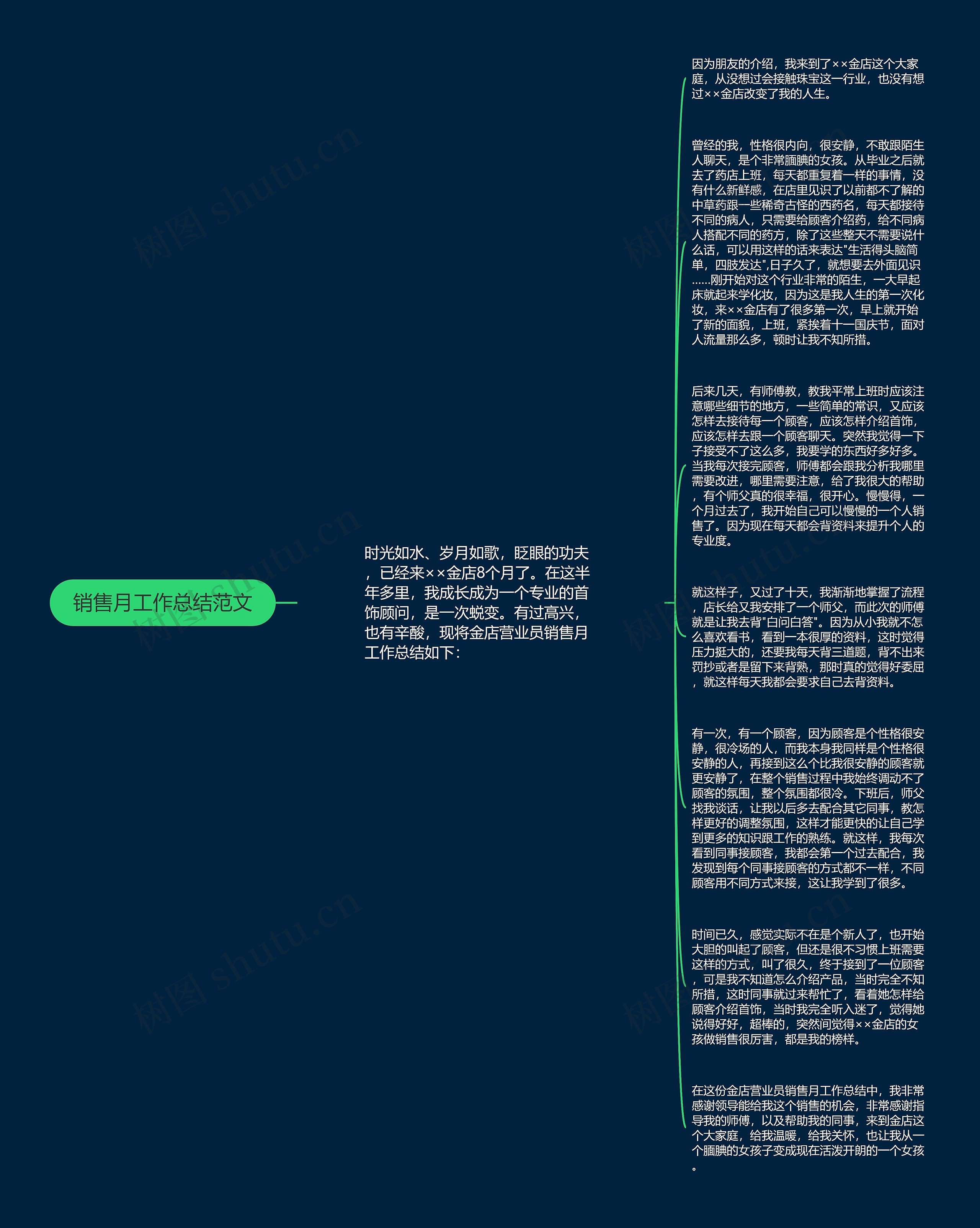 销售月工作总结范文思维导图