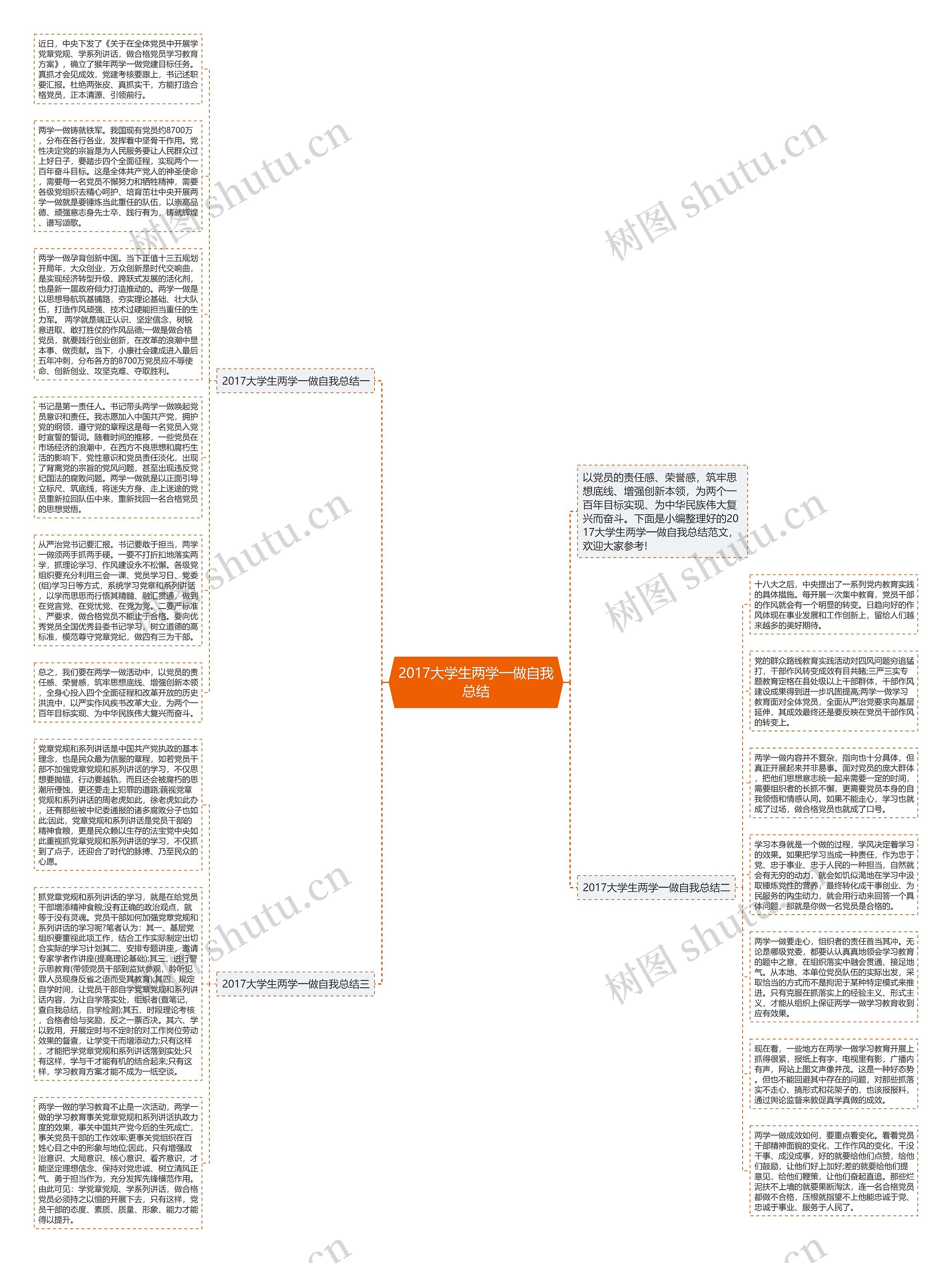 2017大学生两学一做自我总结思维导图