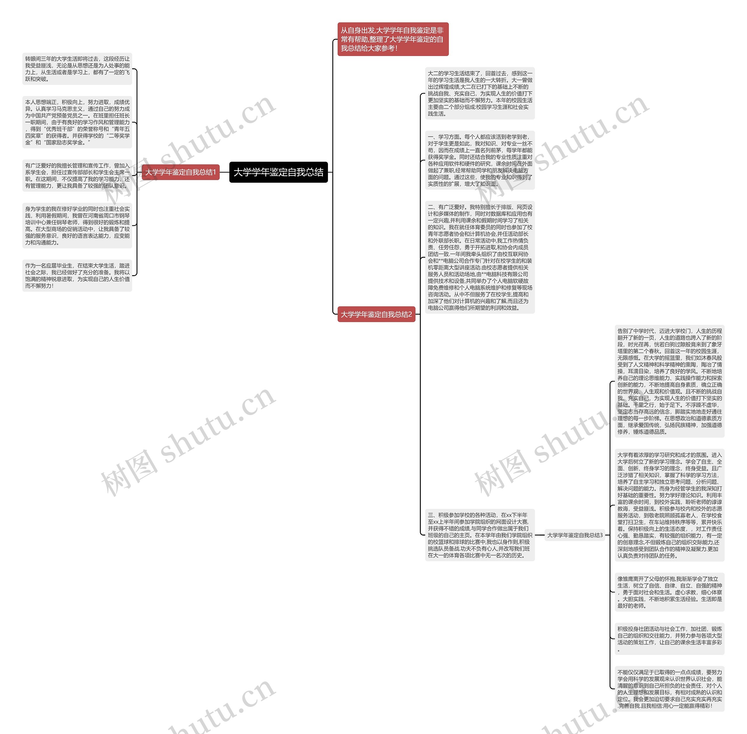 大学学年鉴定自我总结思维导图