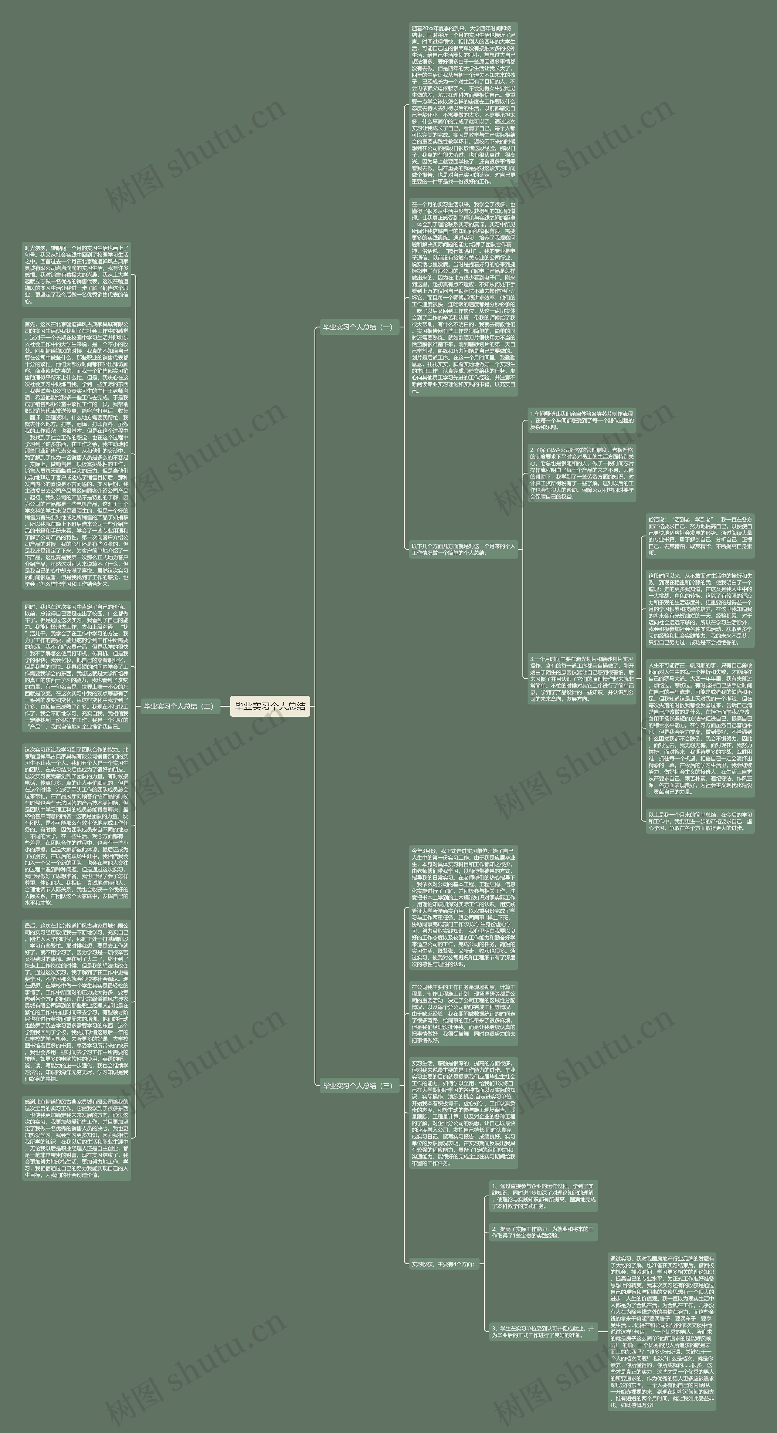 毕业实习个人总结思维导图
