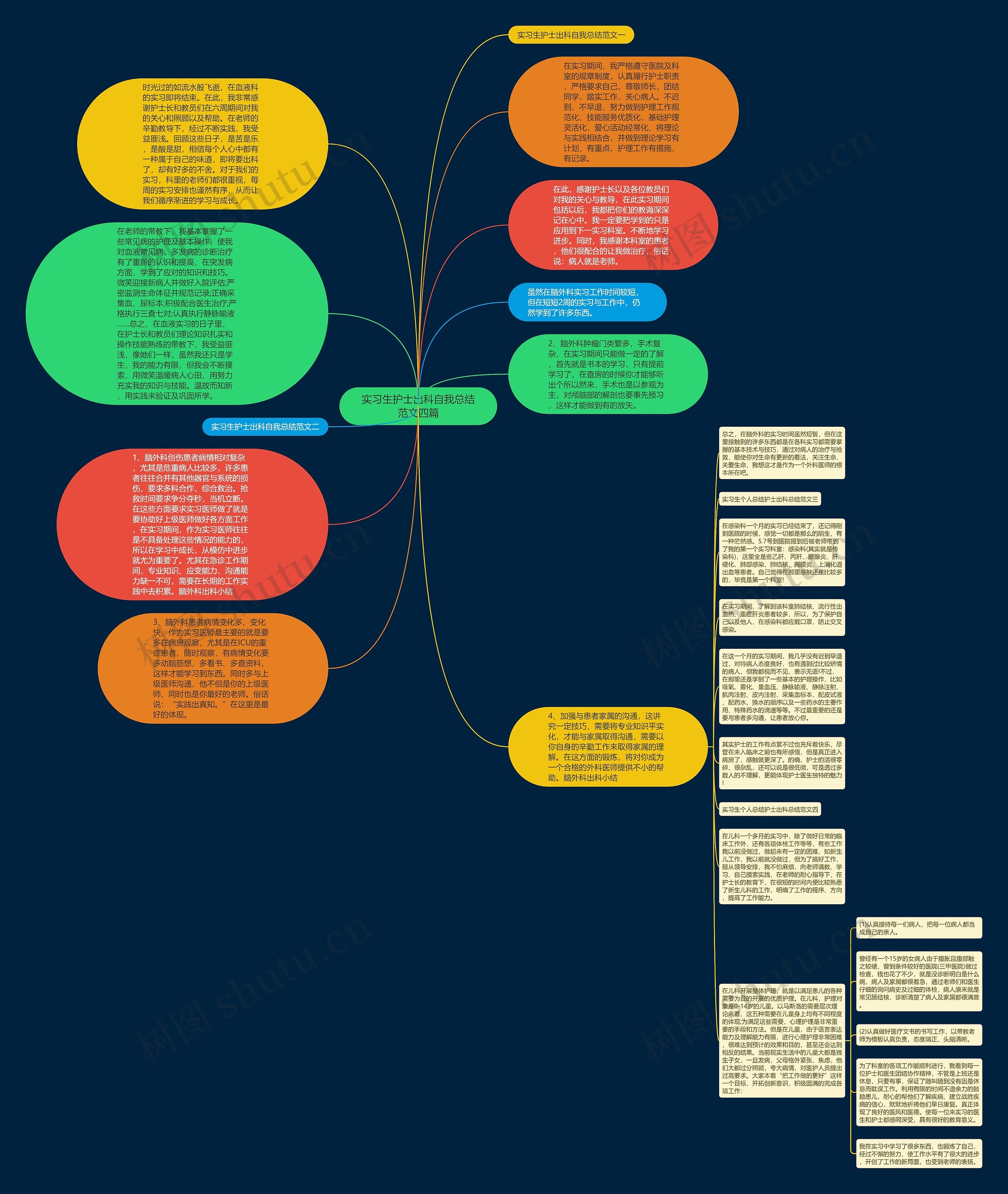 实习生护士出科自我总结范文四篇思维导图