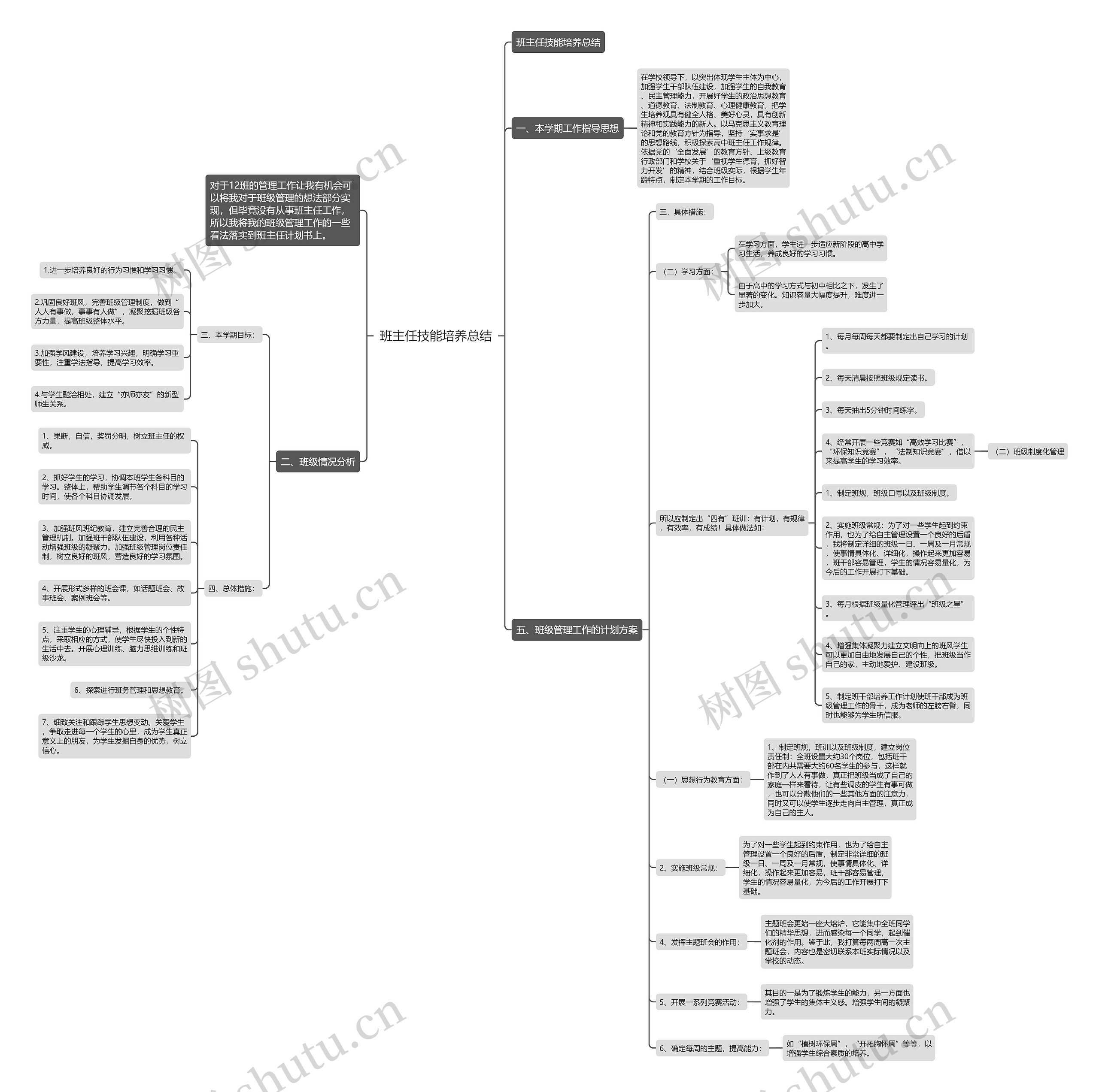 班主任技能培养总结思维导图
