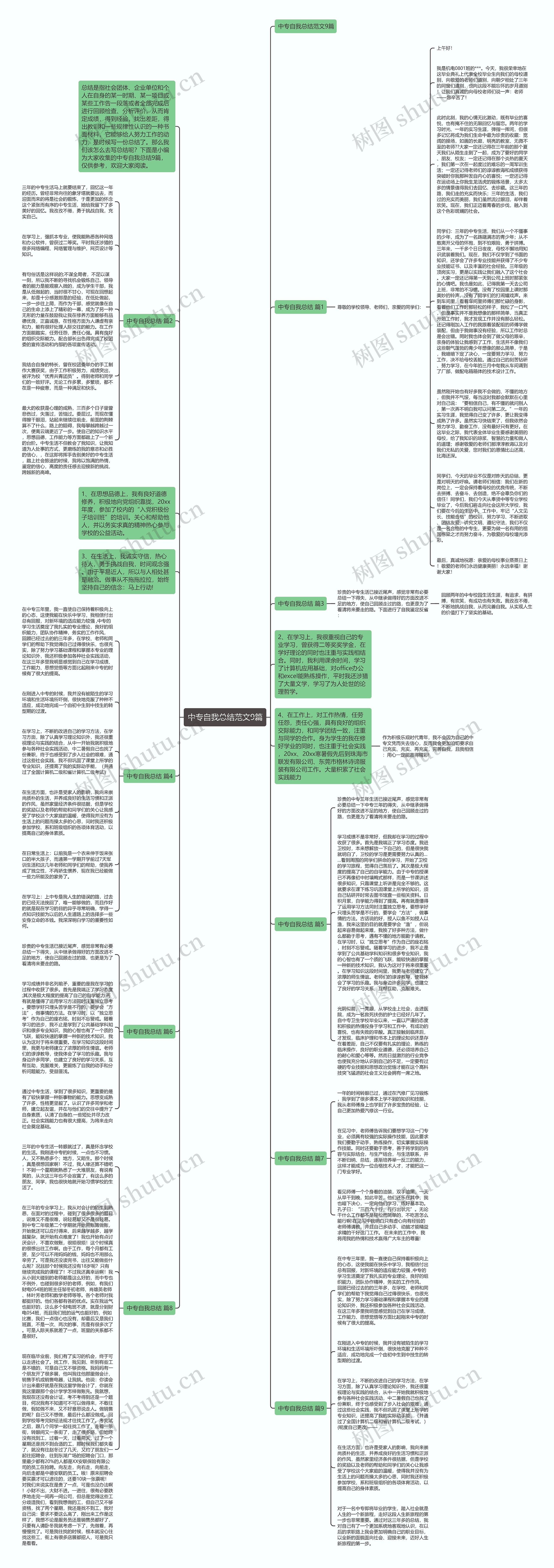 中专自我总结范文9篇思维导图