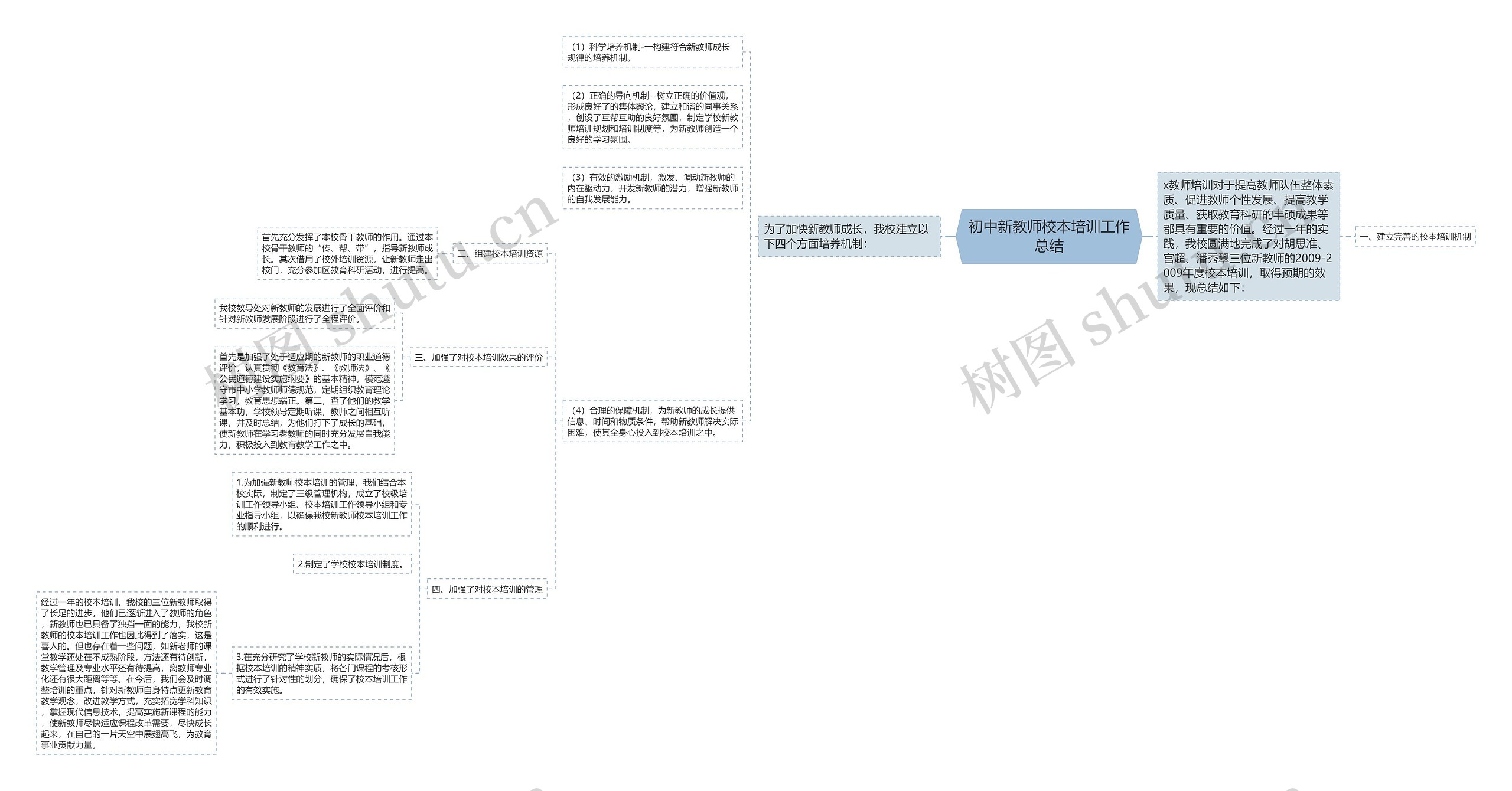 初中新教师校本培训工作总结思维导图