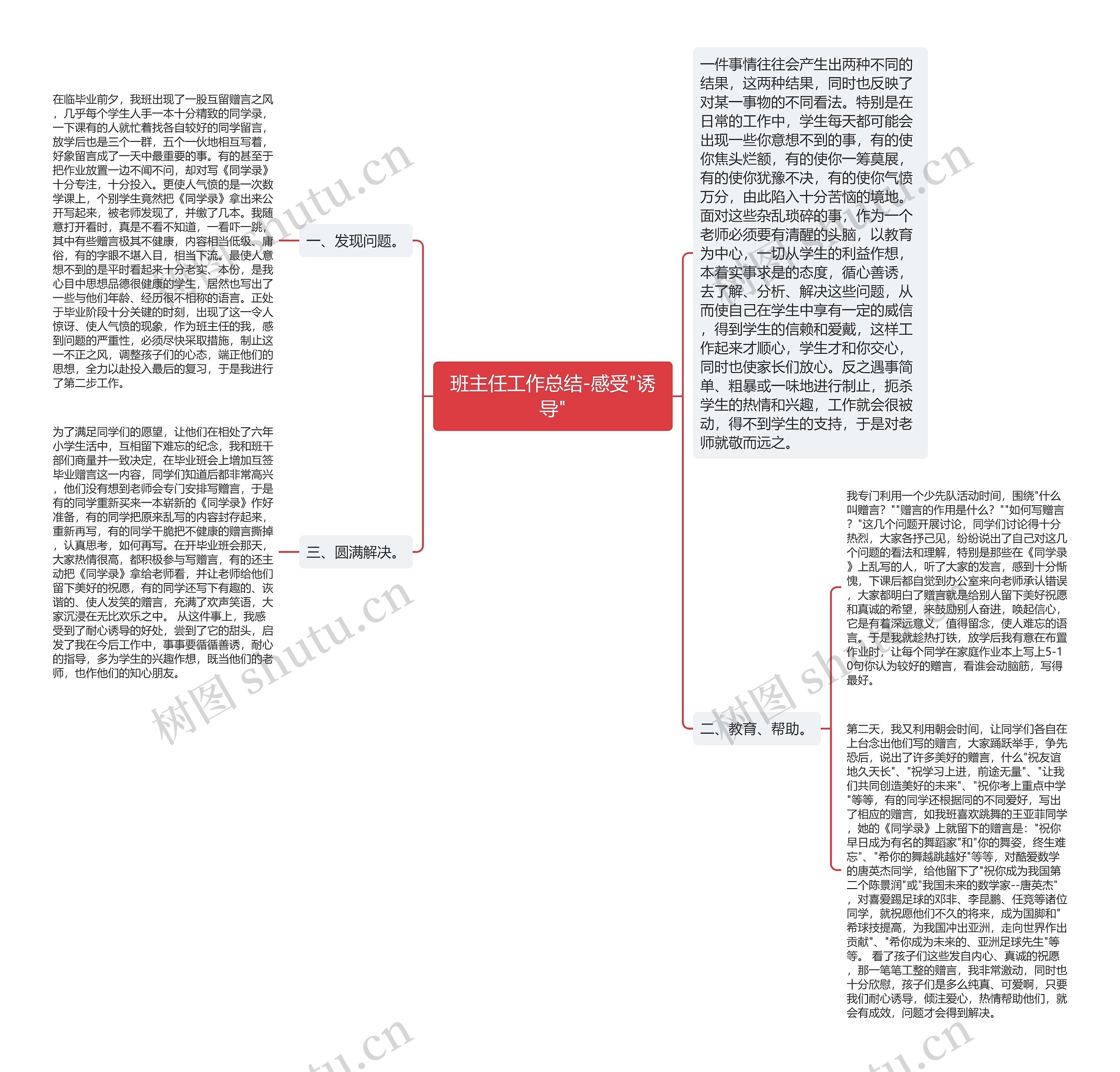 班主任工作总结-感受"诱导"思维导图