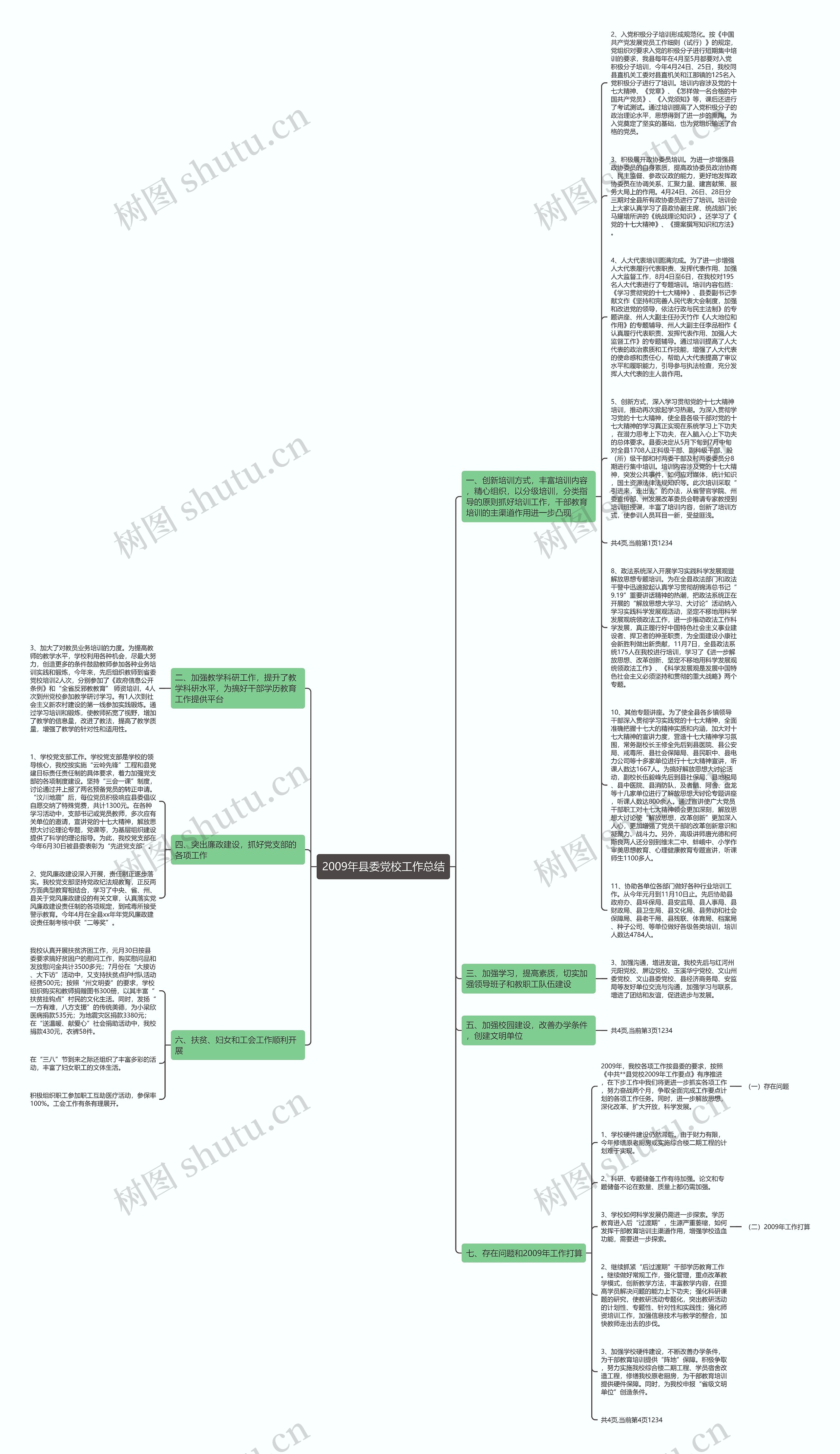 2009年县委党校工作总结思维导图