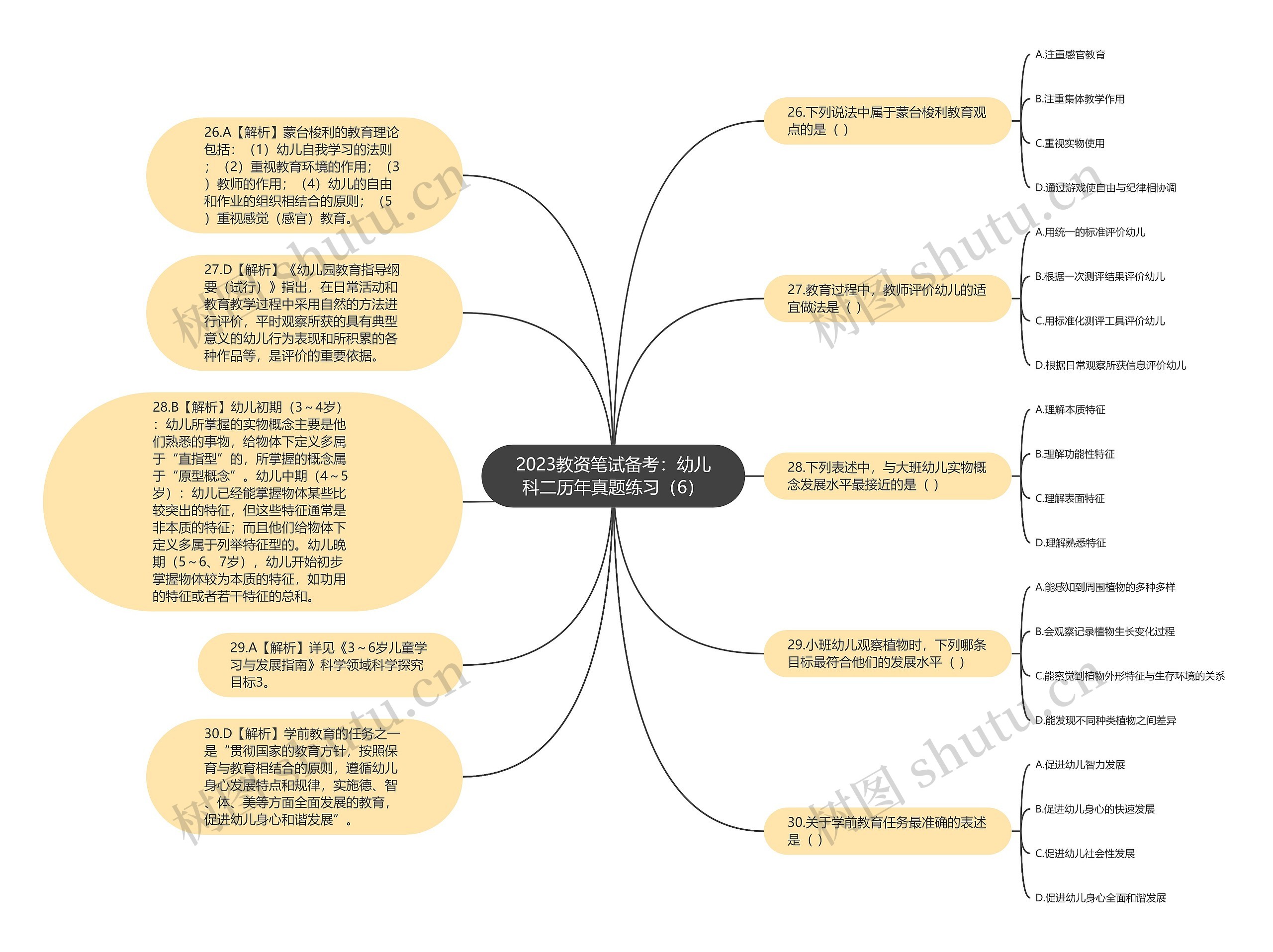 2023教资笔试备考：幼儿科二历年真题练习（6）思维导图