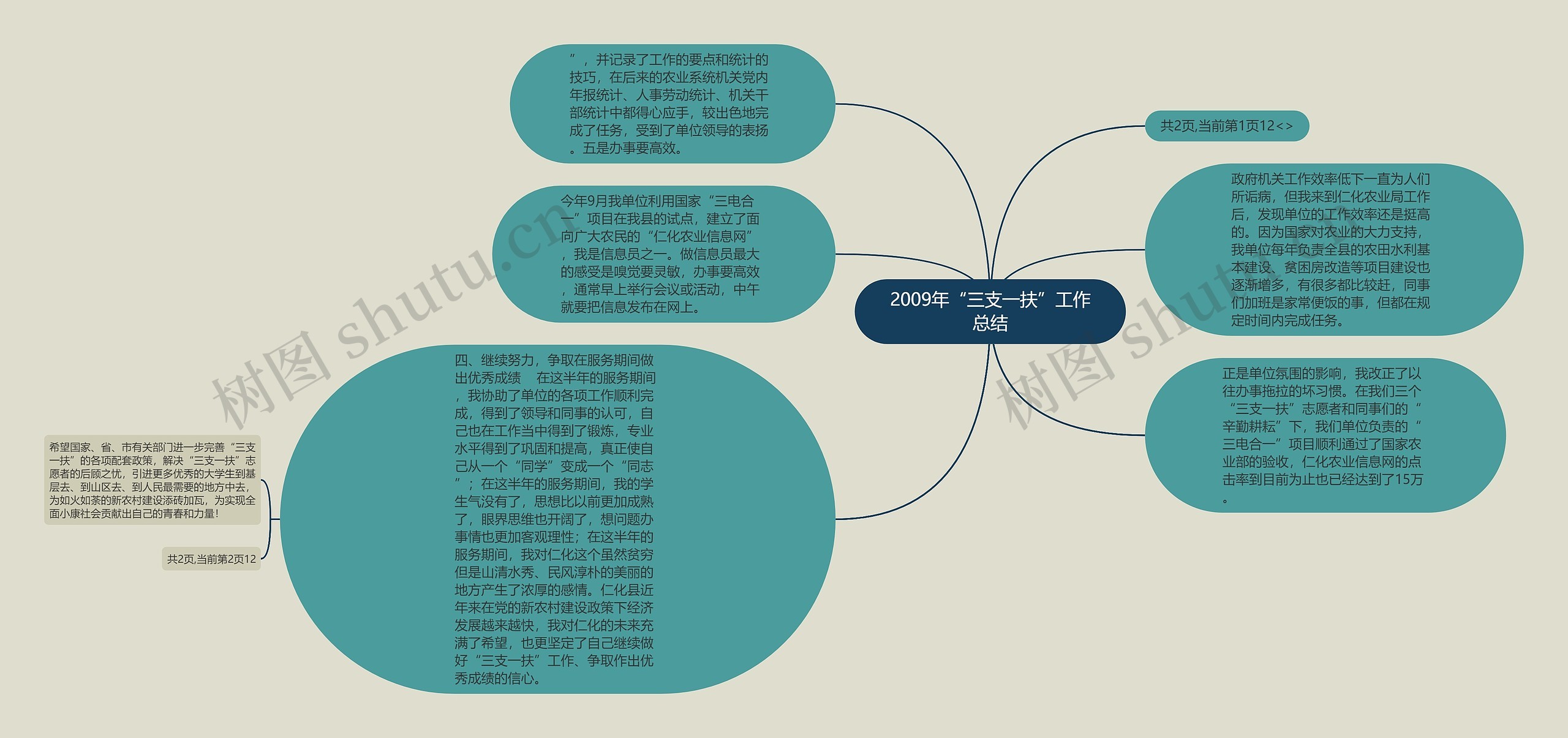 2009年“三支一扶”工作总结思维导图