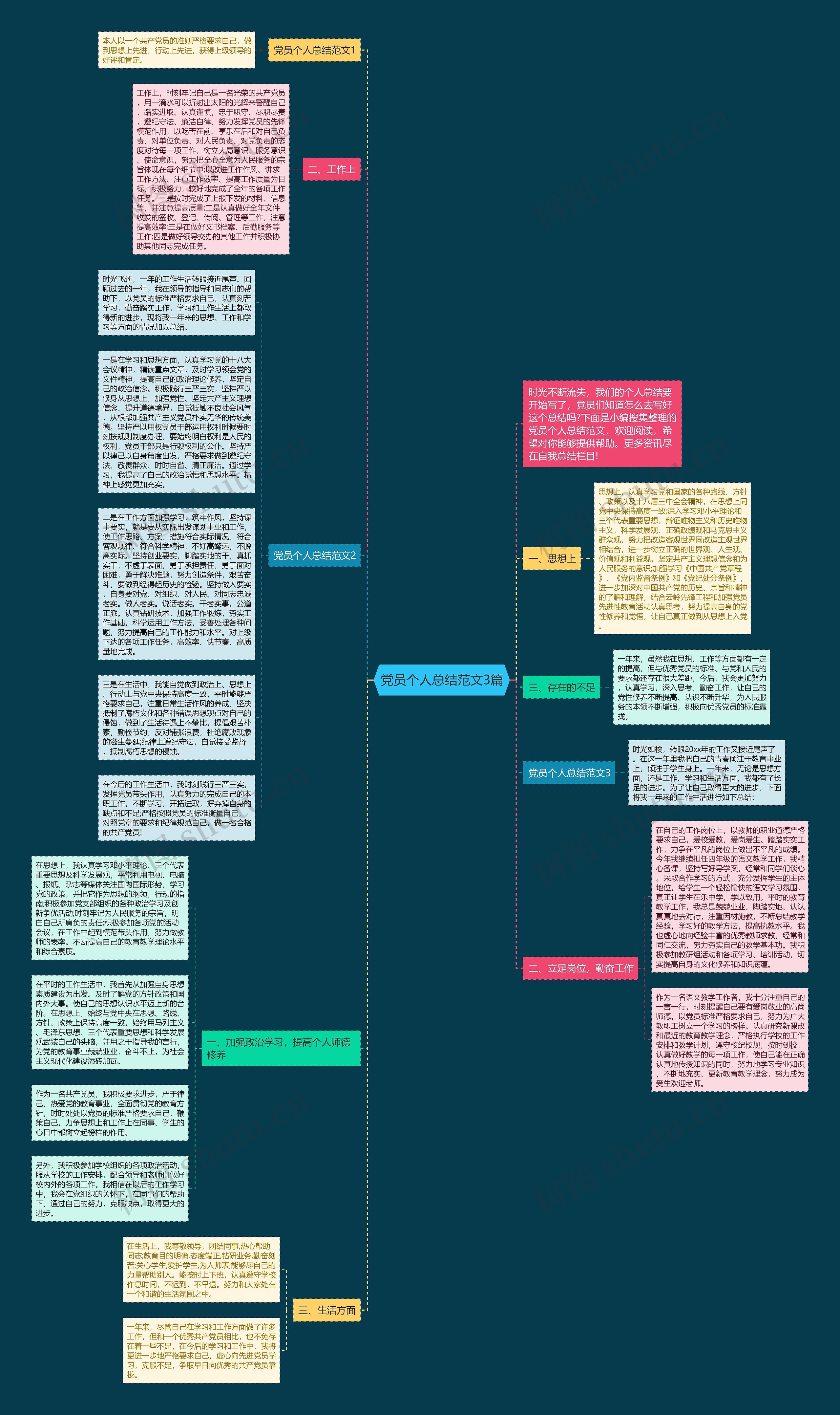 党员个人总结范文3篇思维导图