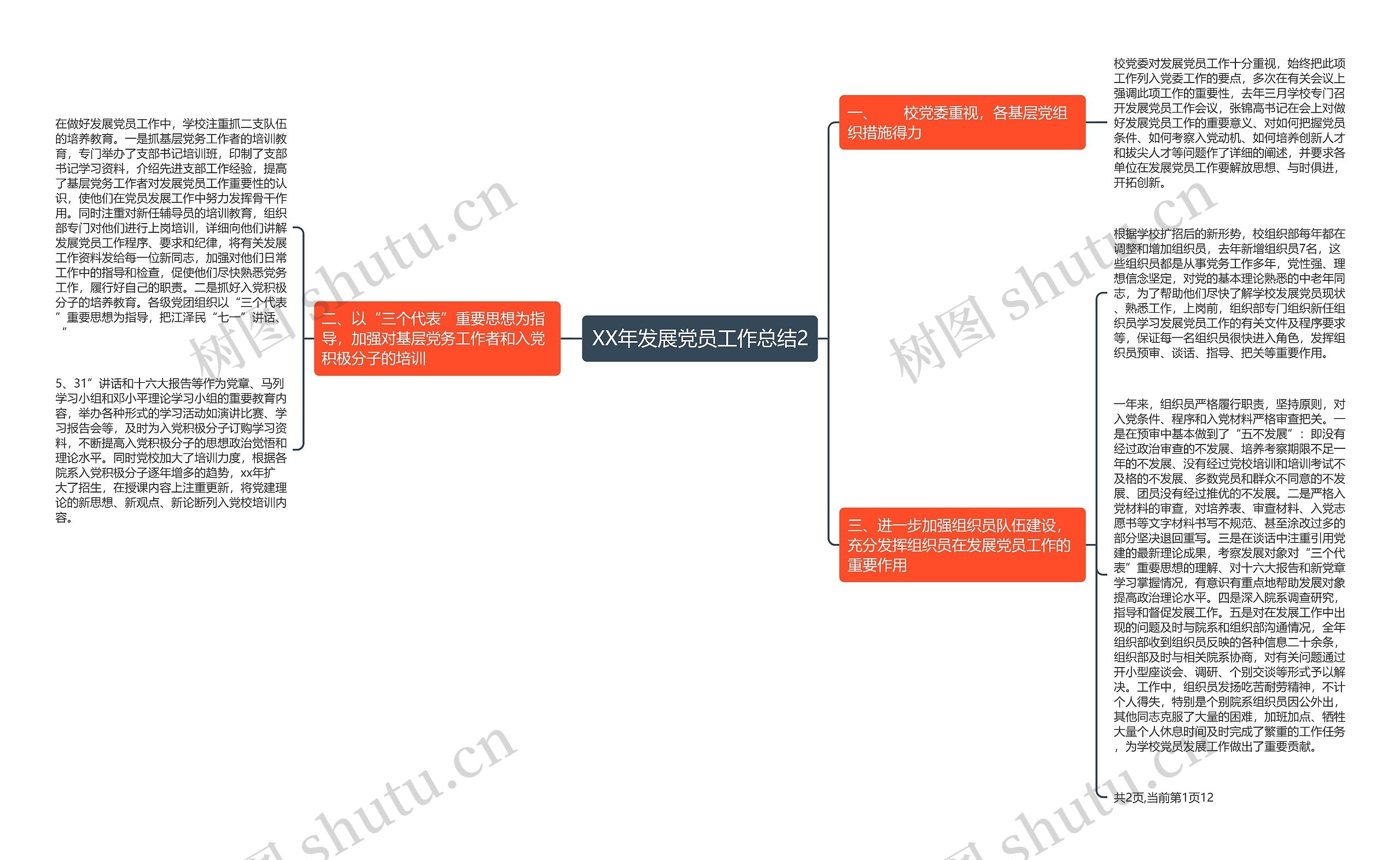 XX年发展党员工作总结2思维导图