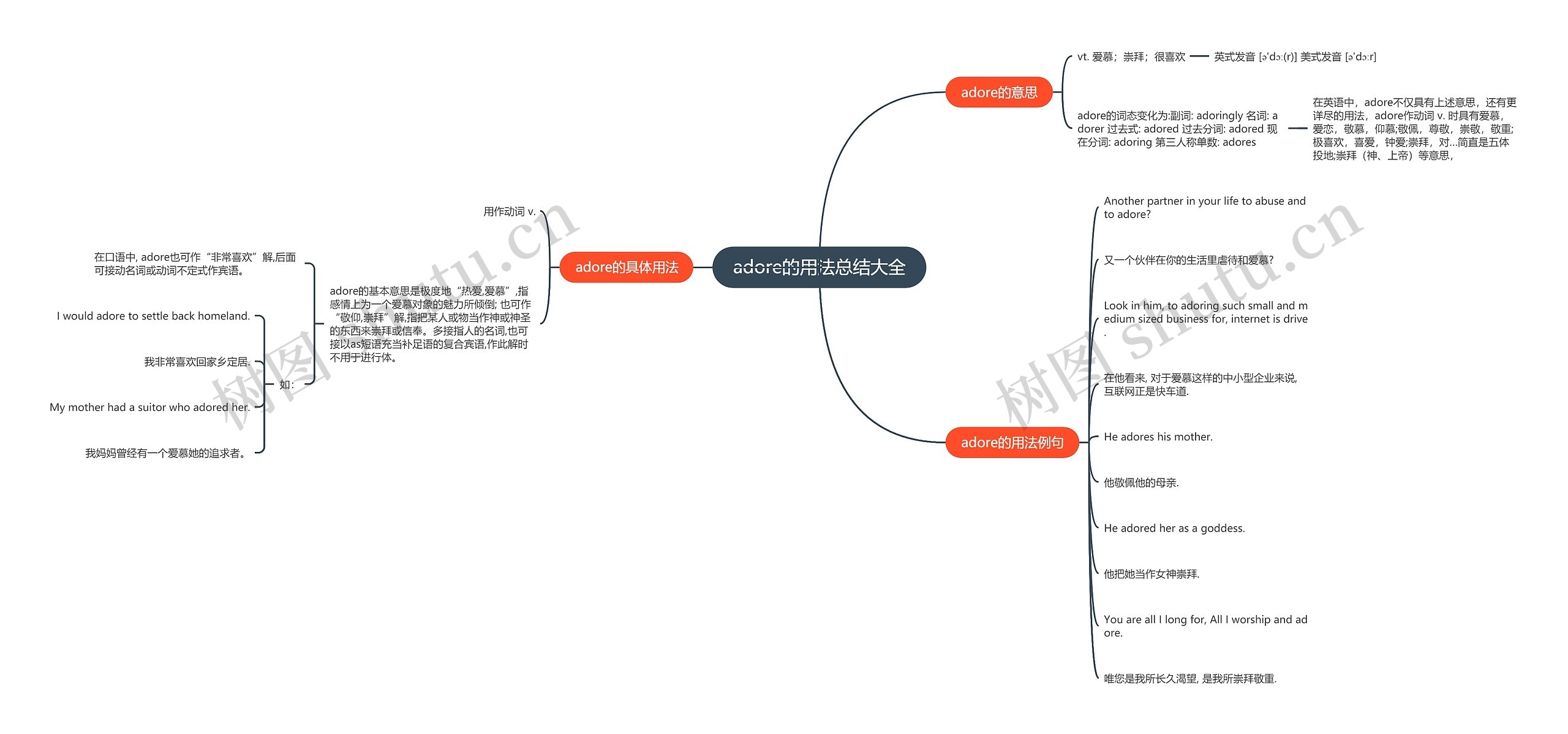 adore的用法总结大全思维导图
