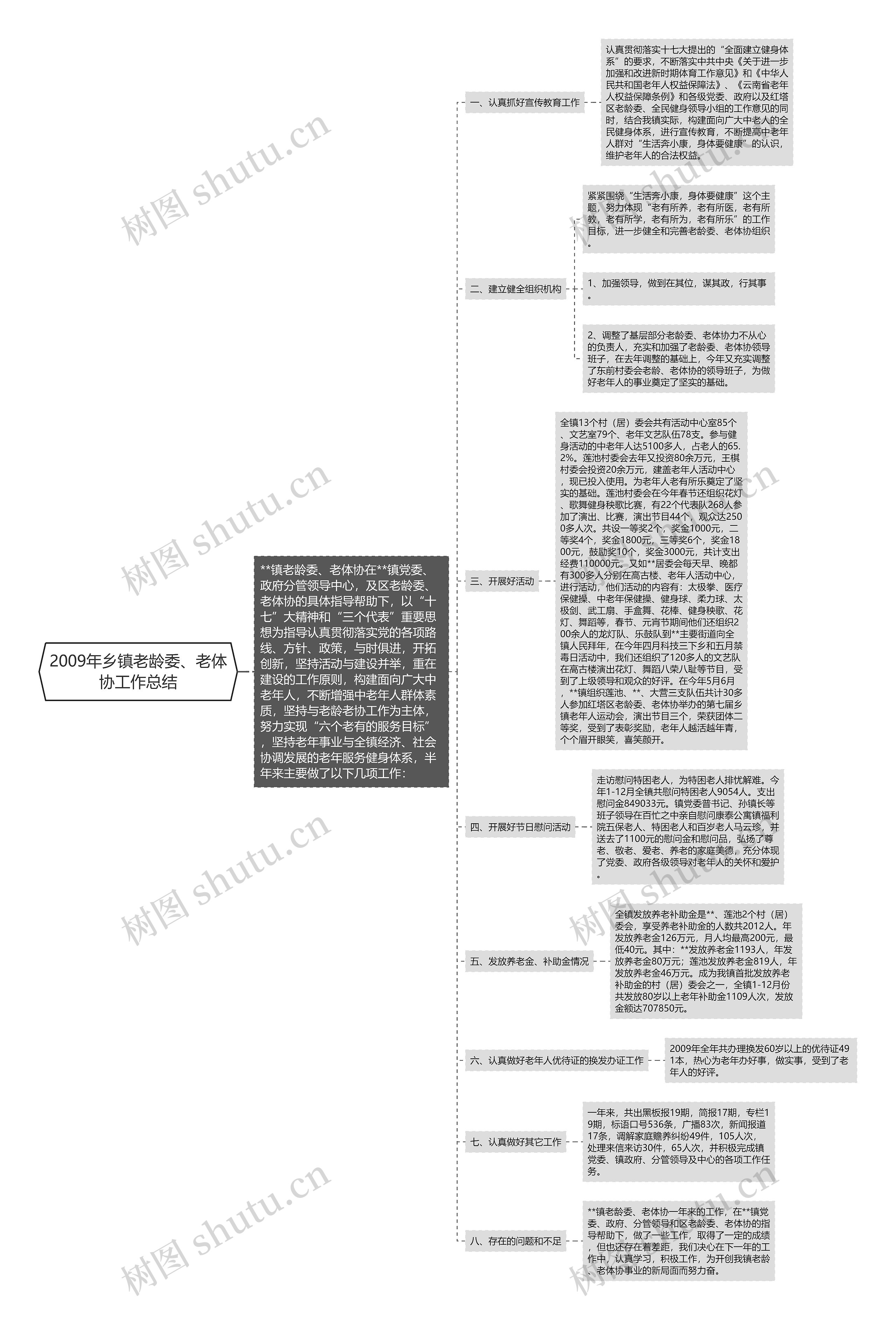 2009年乡镇老龄委、老体协工作总结思维导图