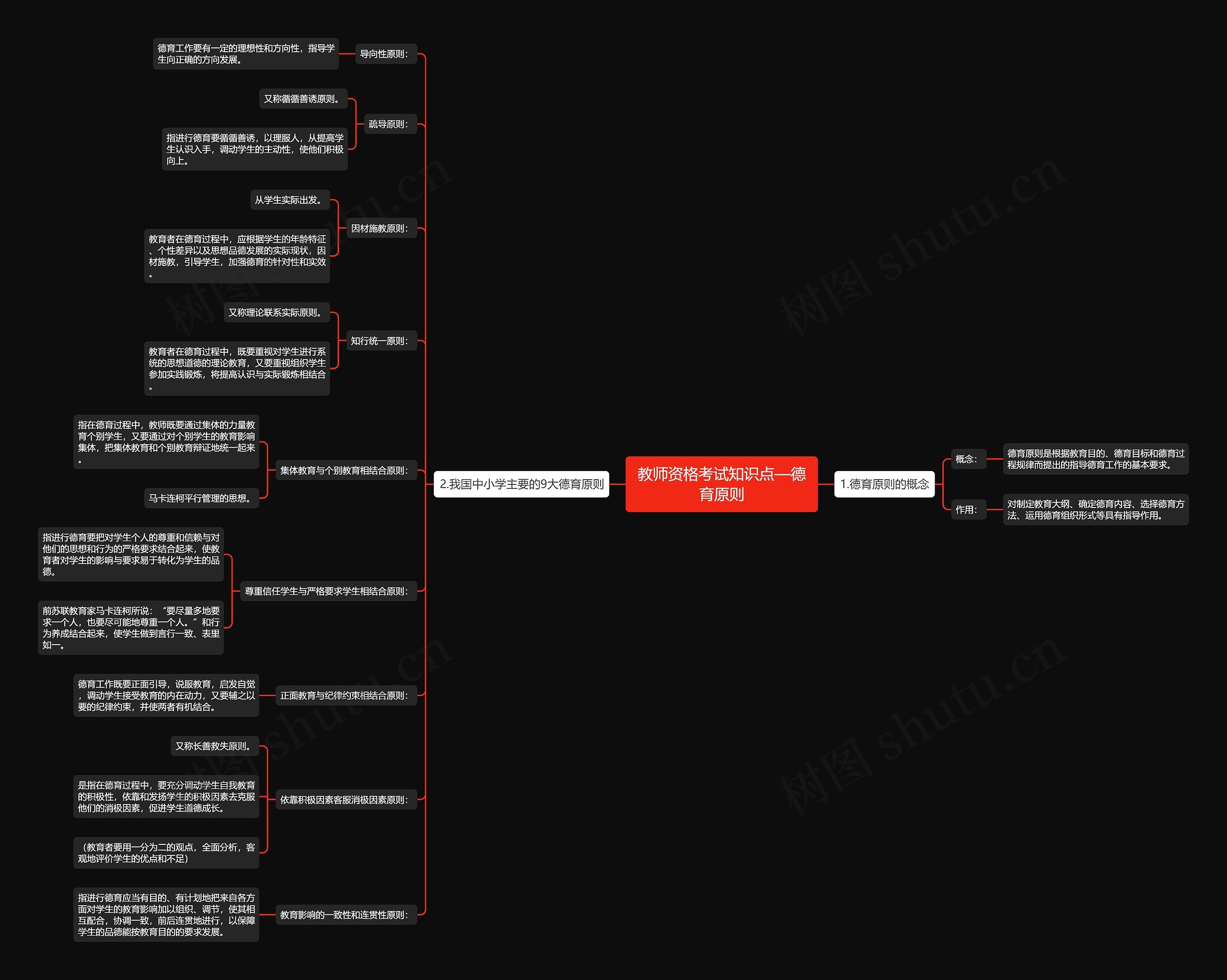 教师资格考试知识点—德育原则思维导图