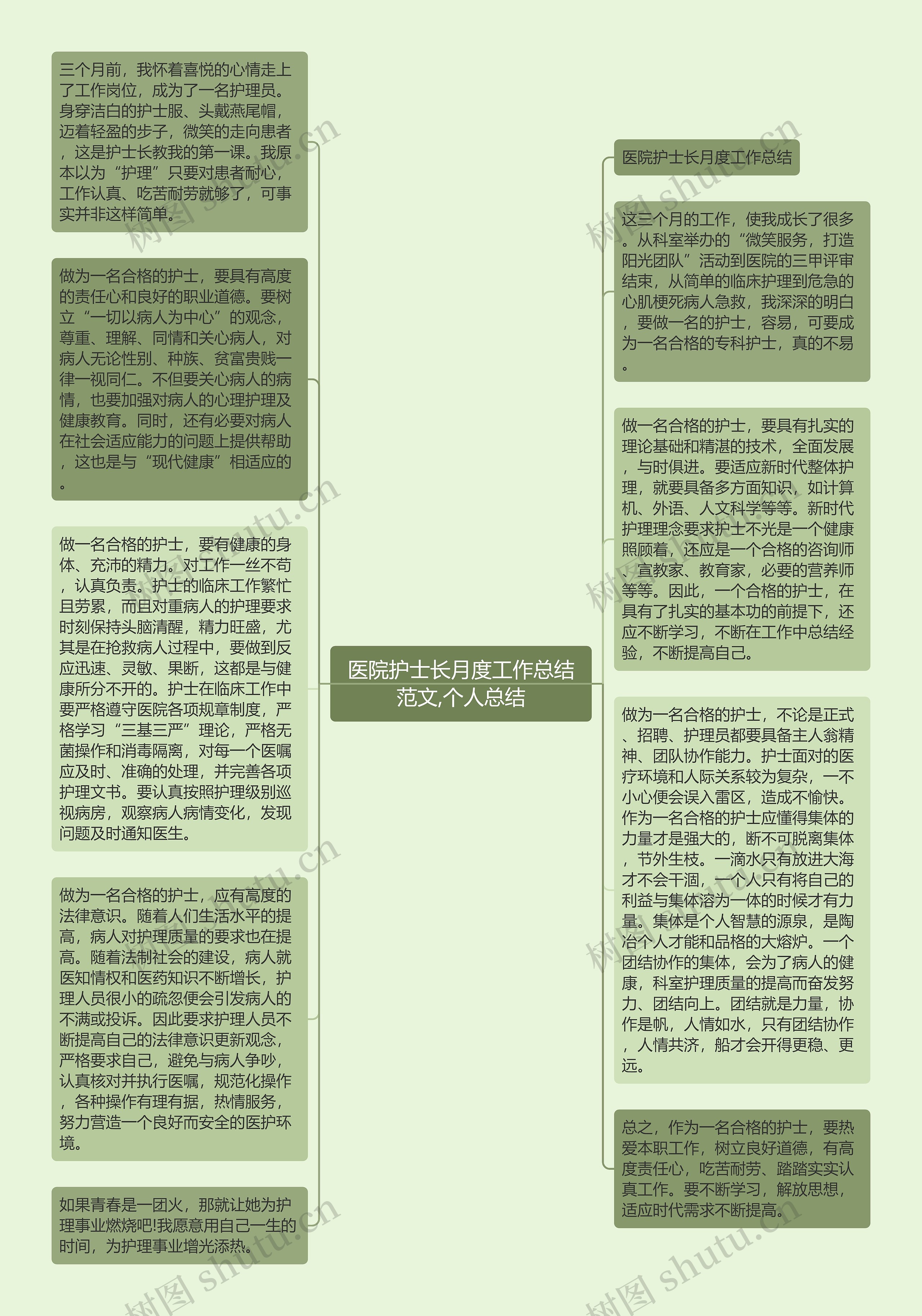 医院护士长月度工作总结范文,个人总结思维导图