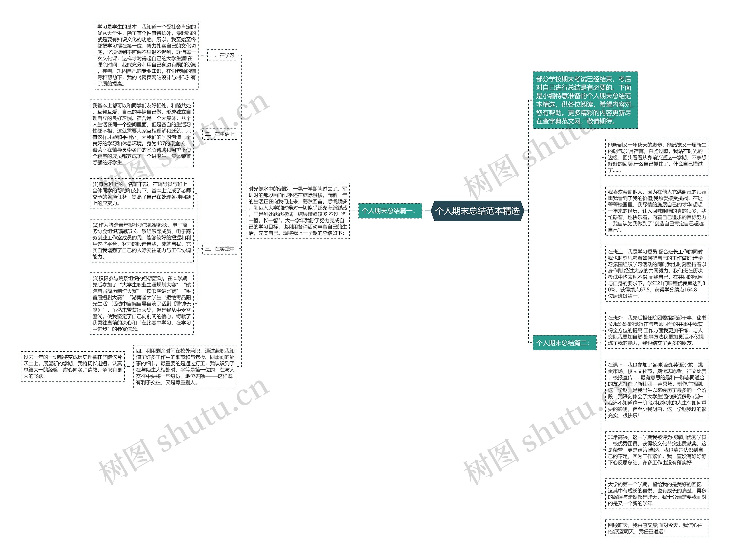 个人期末总结范本精选思维导图