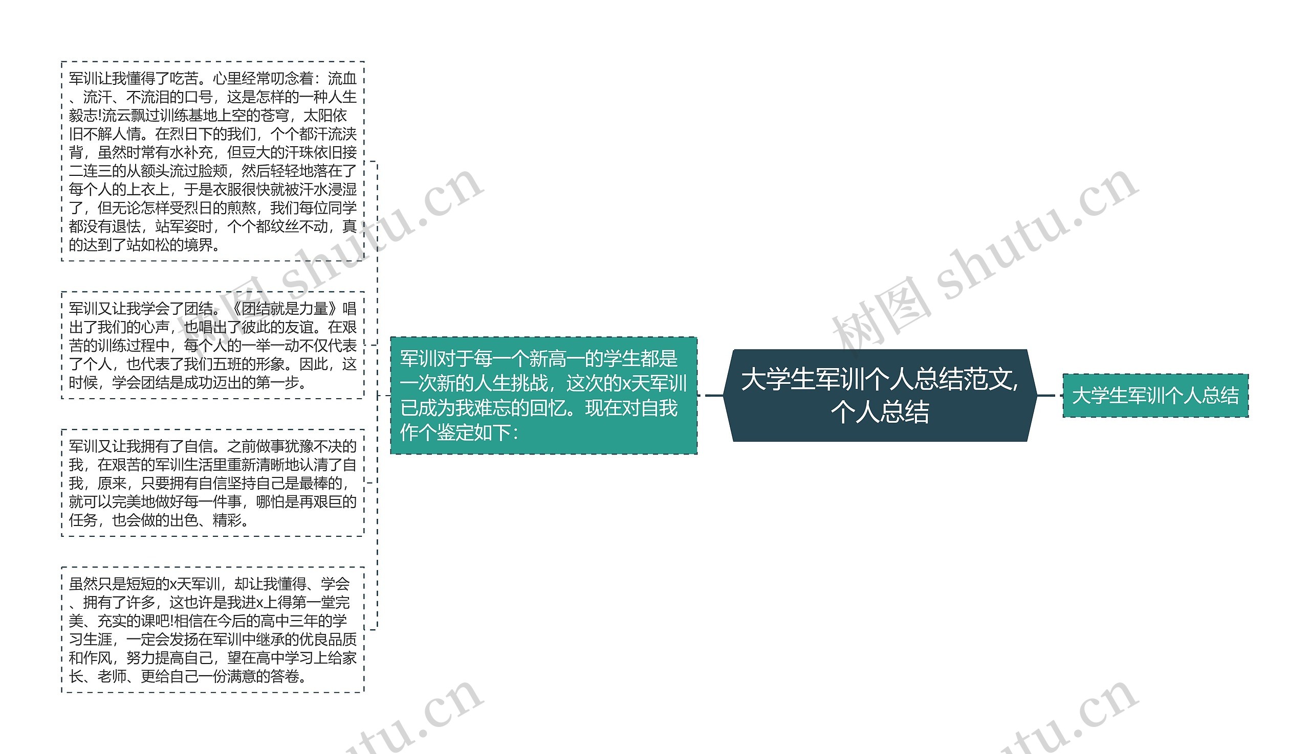 大学生军训个人总结范文,个人总结思维导图