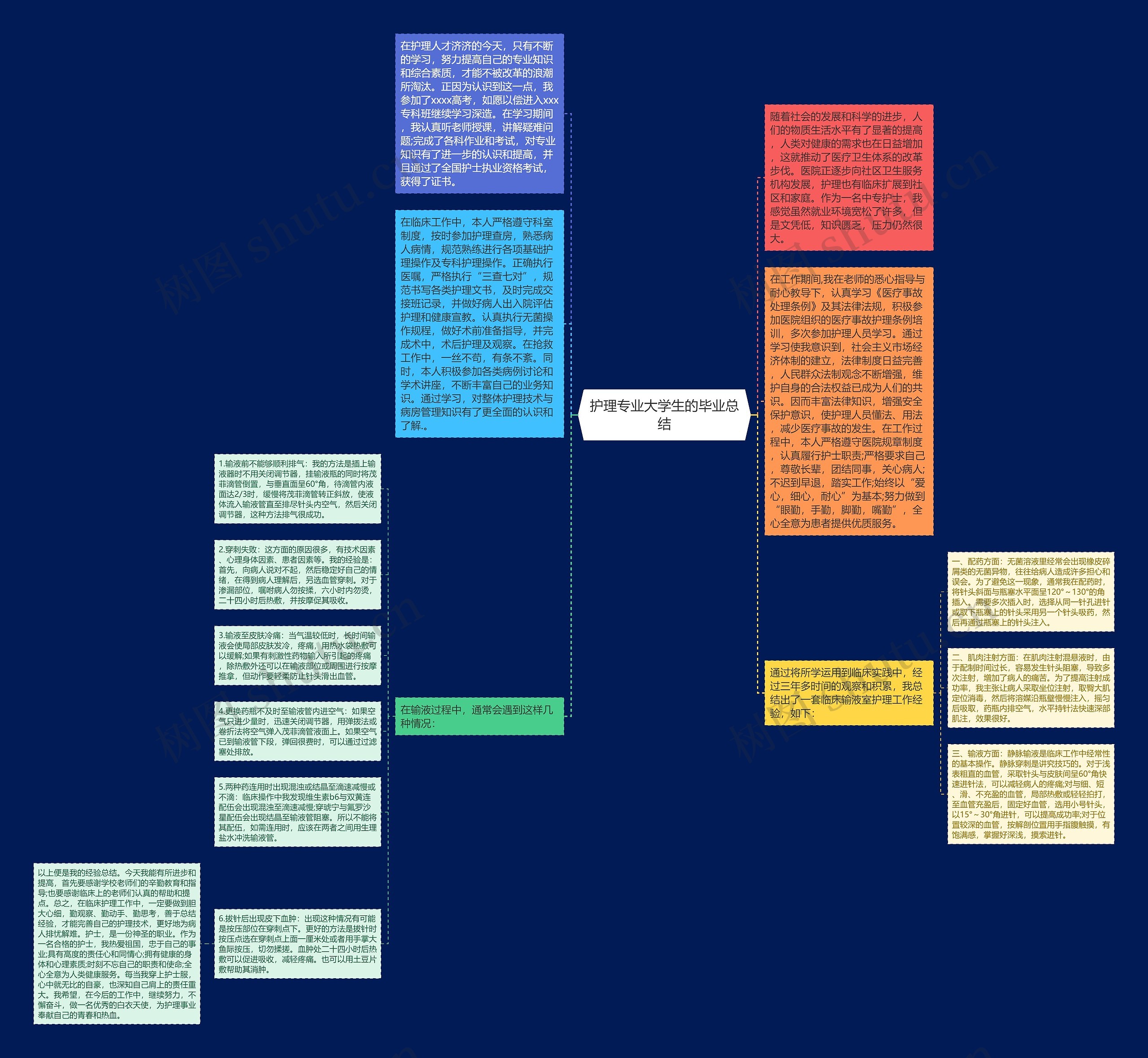 护理专业大学生的毕业总结思维导图