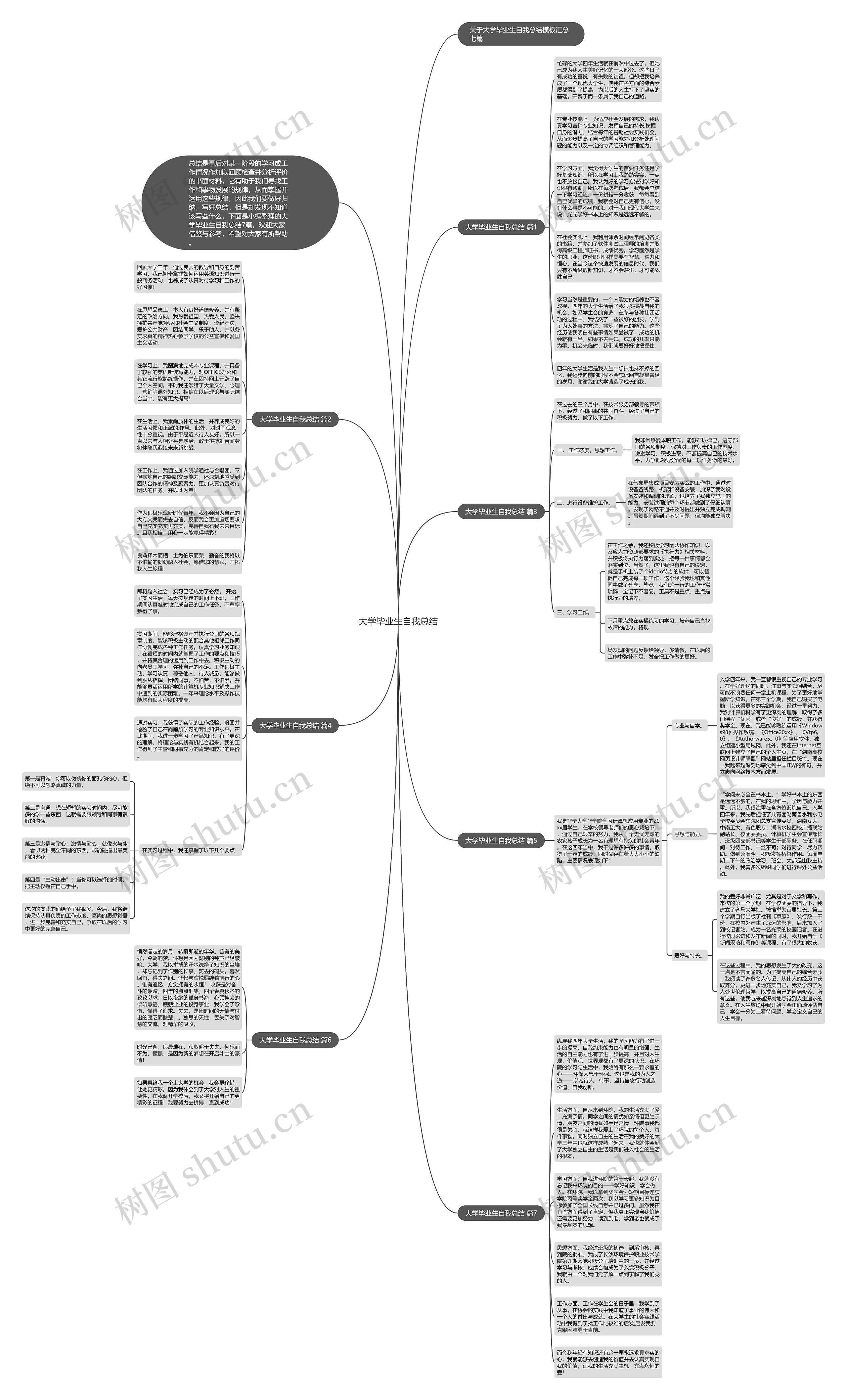 大学毕业生自我总结思维导图