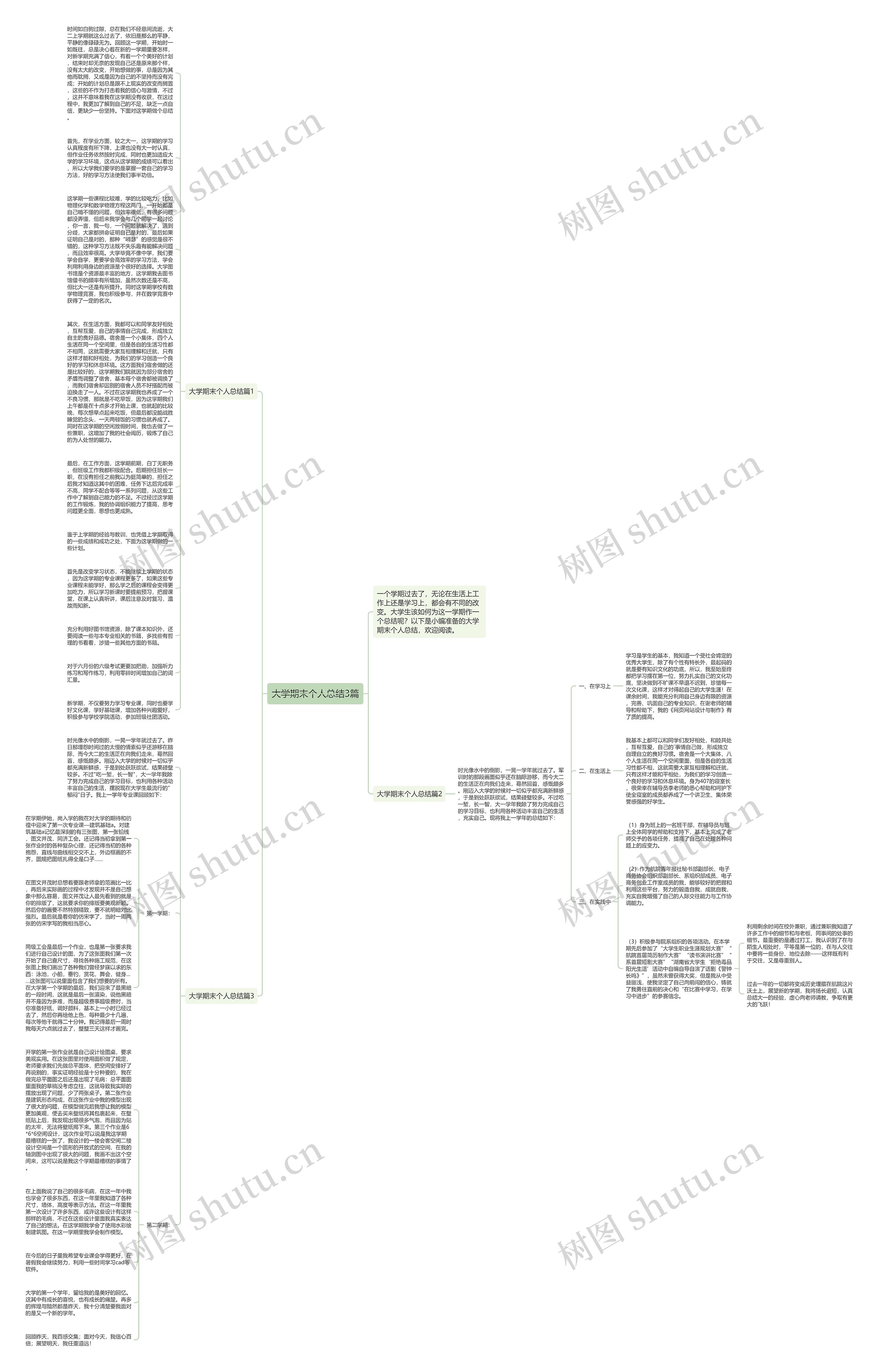 大学期末个人总结3篇思维导图