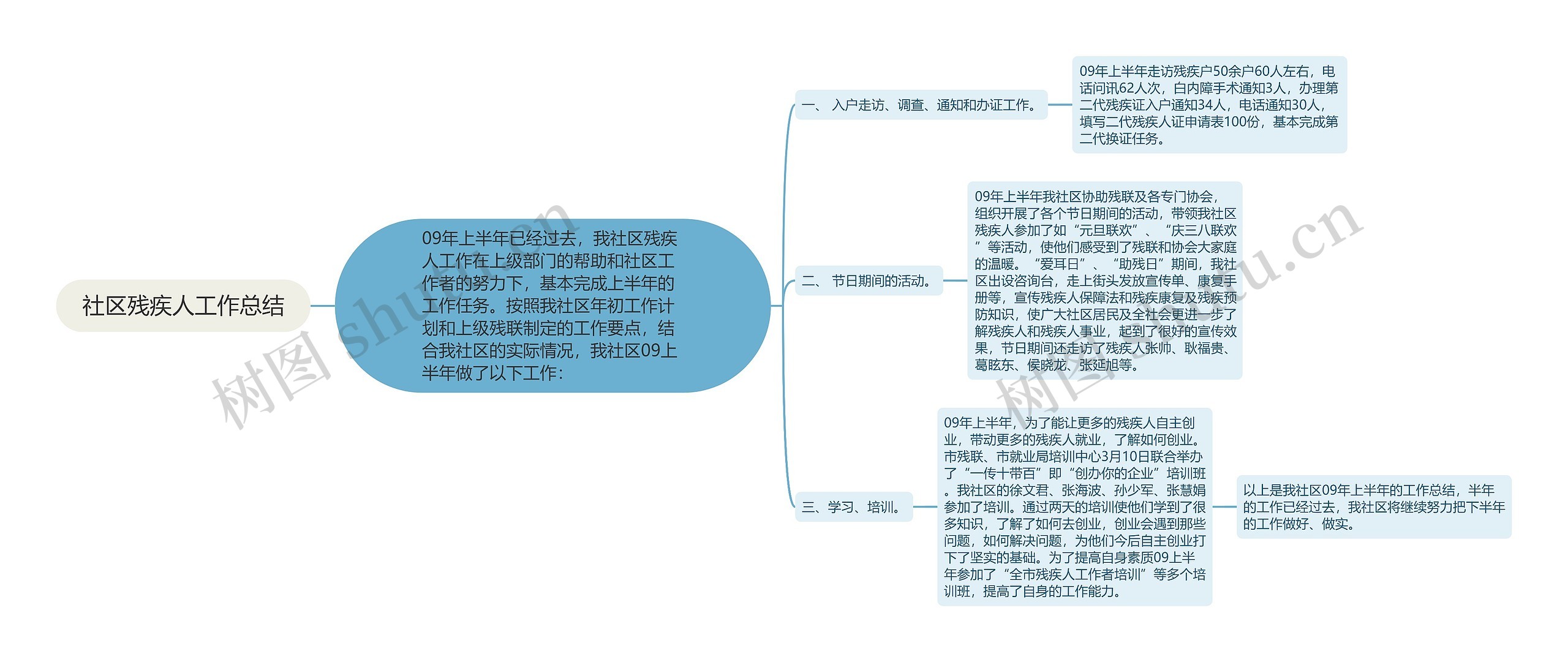 社区残疾人工作总结思维导图