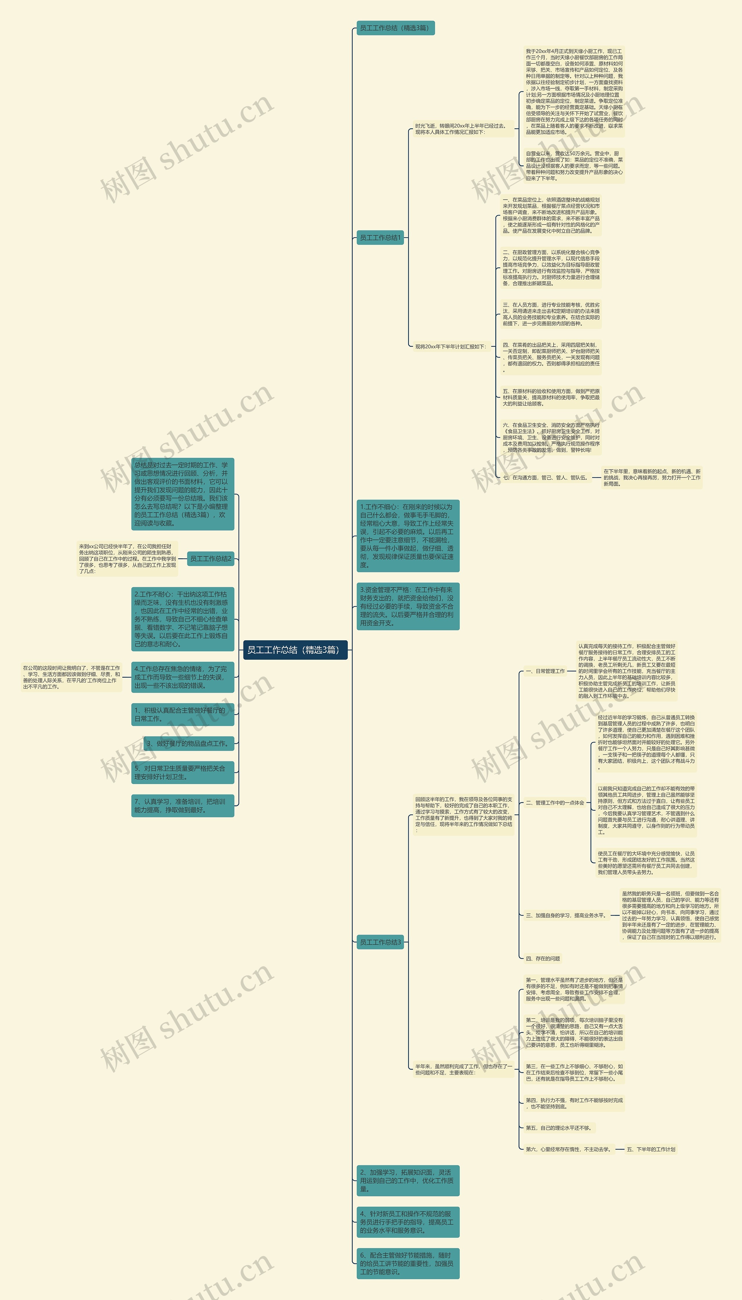 员工工作总结（精选3篇）思维导图