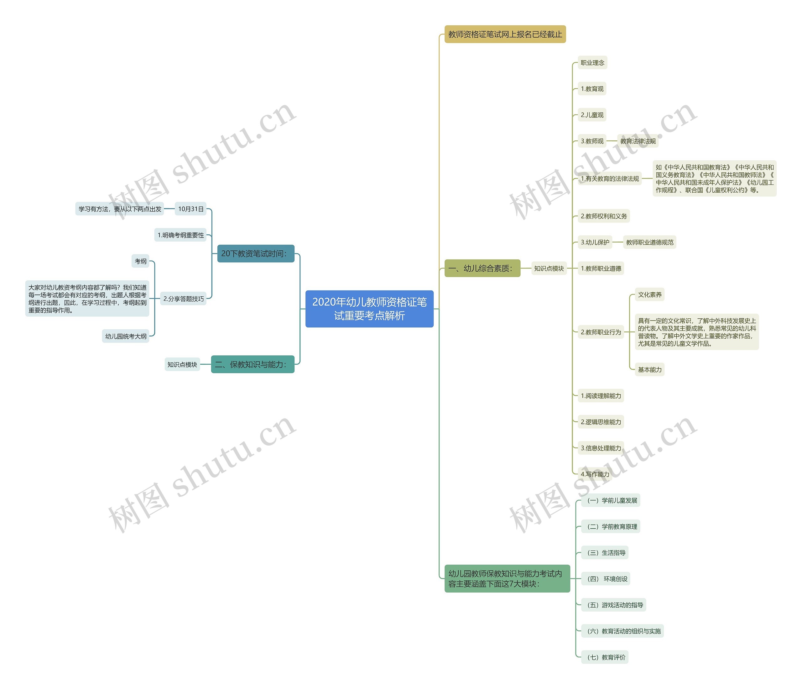 2020年幼儿教师资格证笔试重要考点解析思维导图