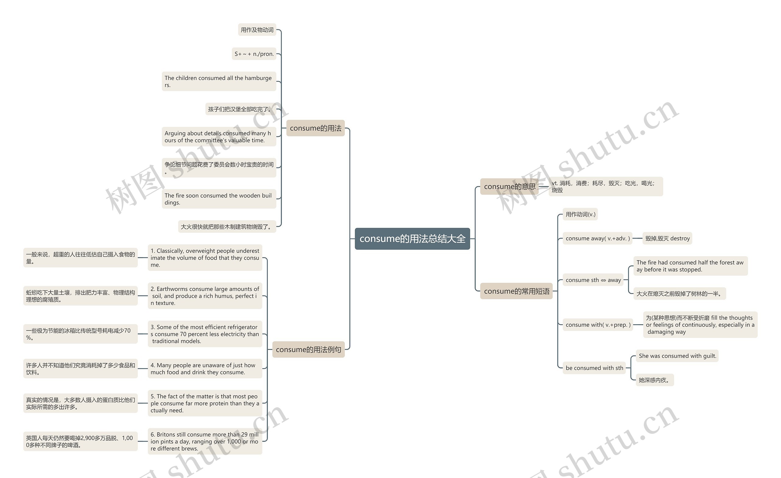 consume的用法总结大全思维导图