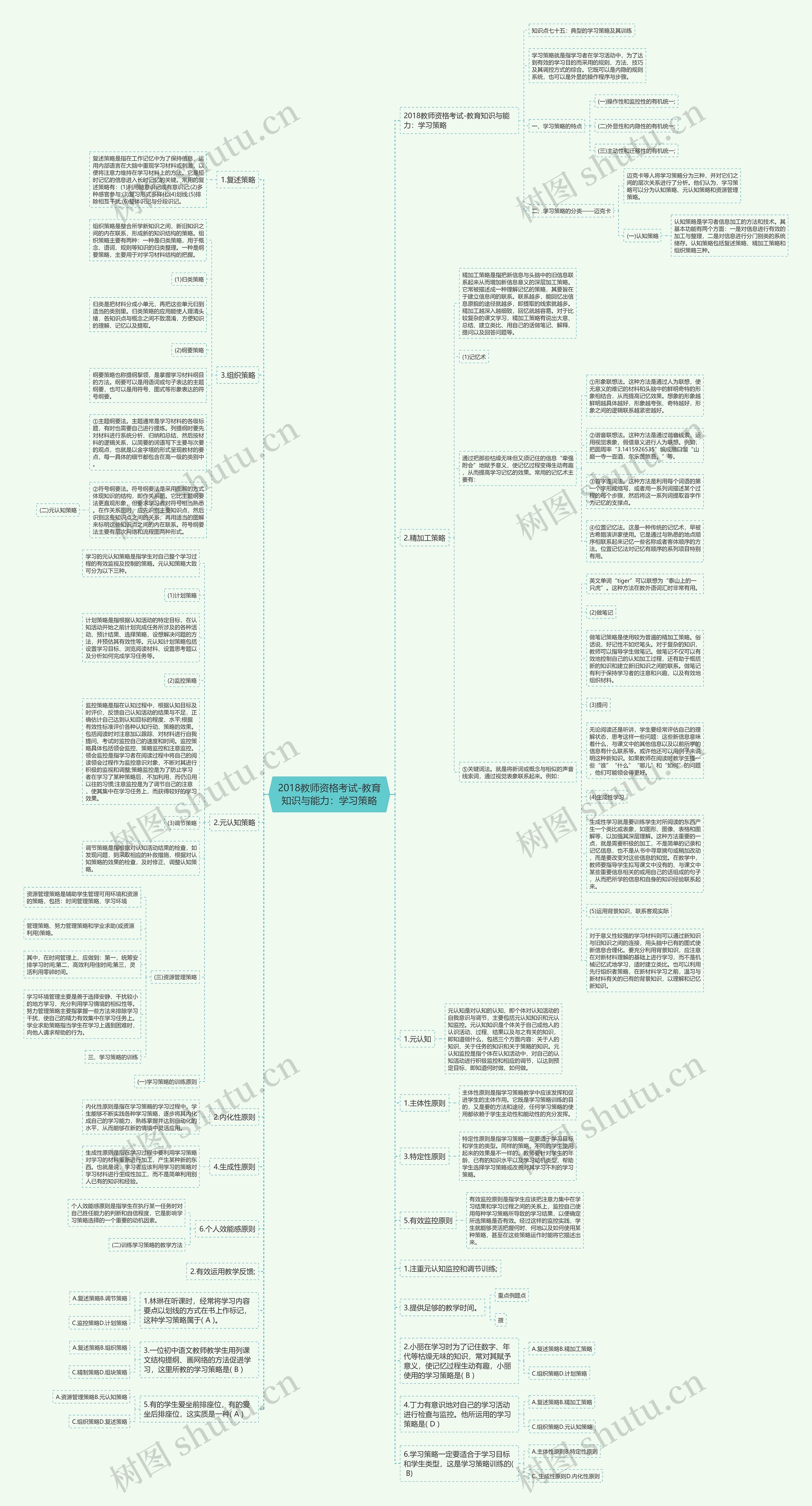2018教师资格考试-教育知识与能力:学习策略思维导图高清图 2018教师资格考试-教育知识与能力:学习策略思维导图