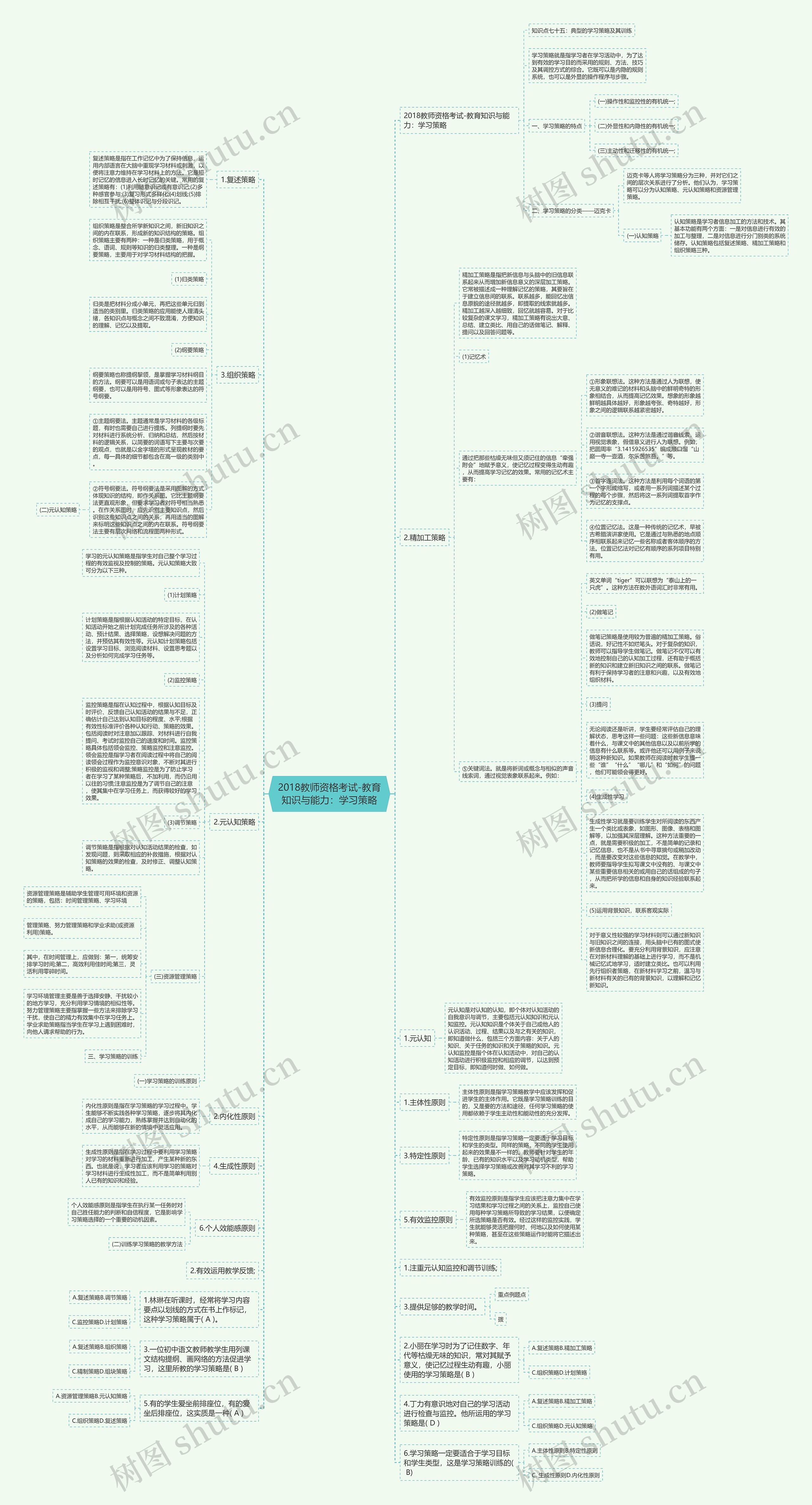 2018教师资格考试-教育知识与能力：学习策略思维导图