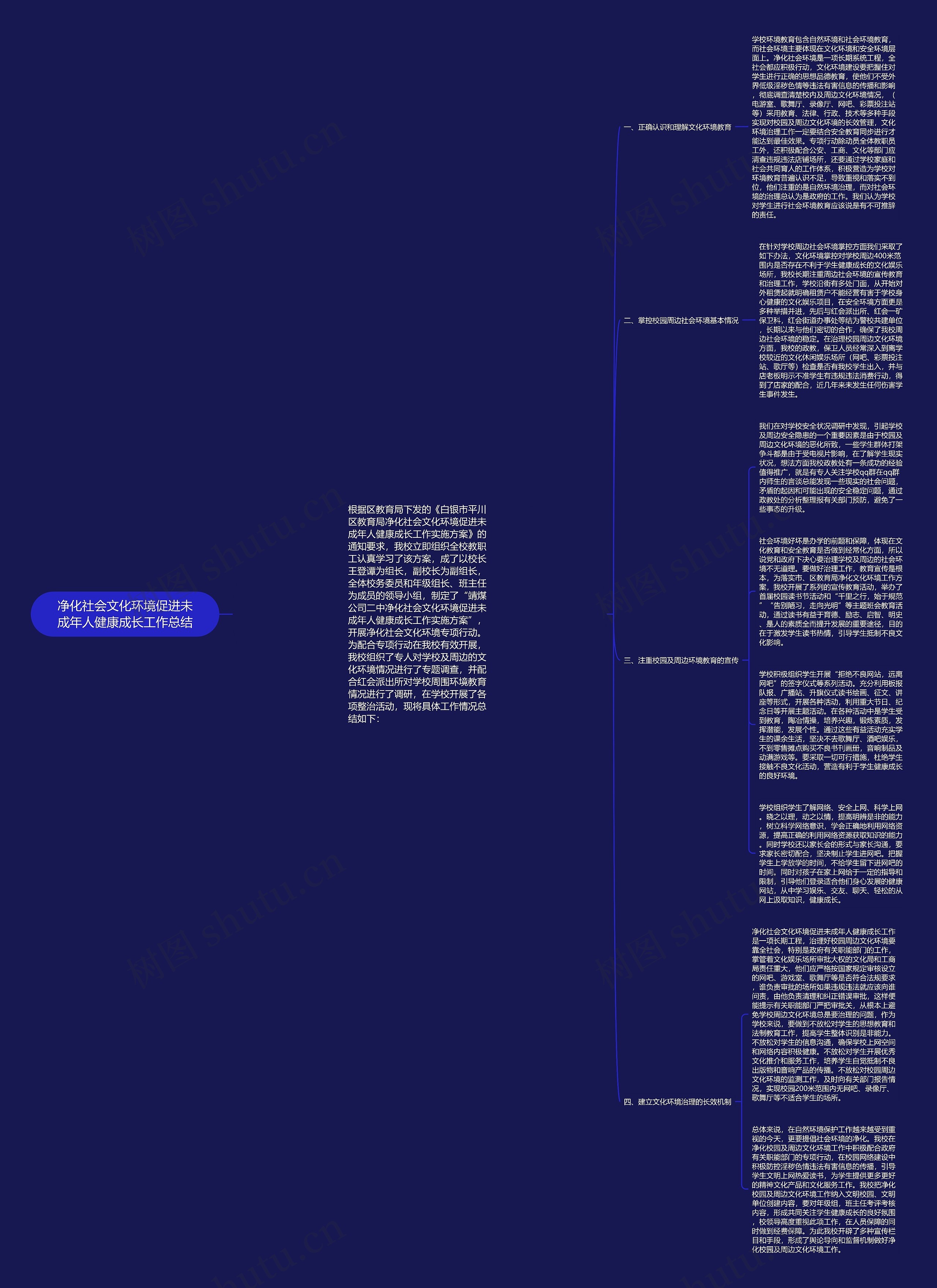 净化社会文化环境促进未成年人健康成长工作总结思维导图