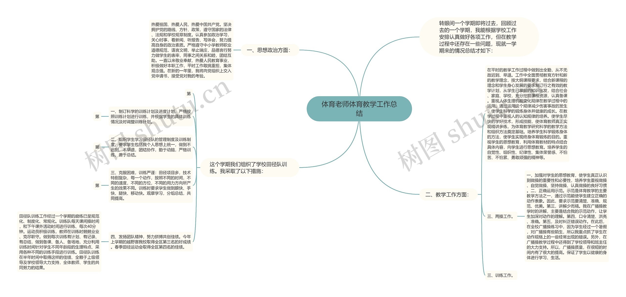 体育老师体育教学工作总结思维导图