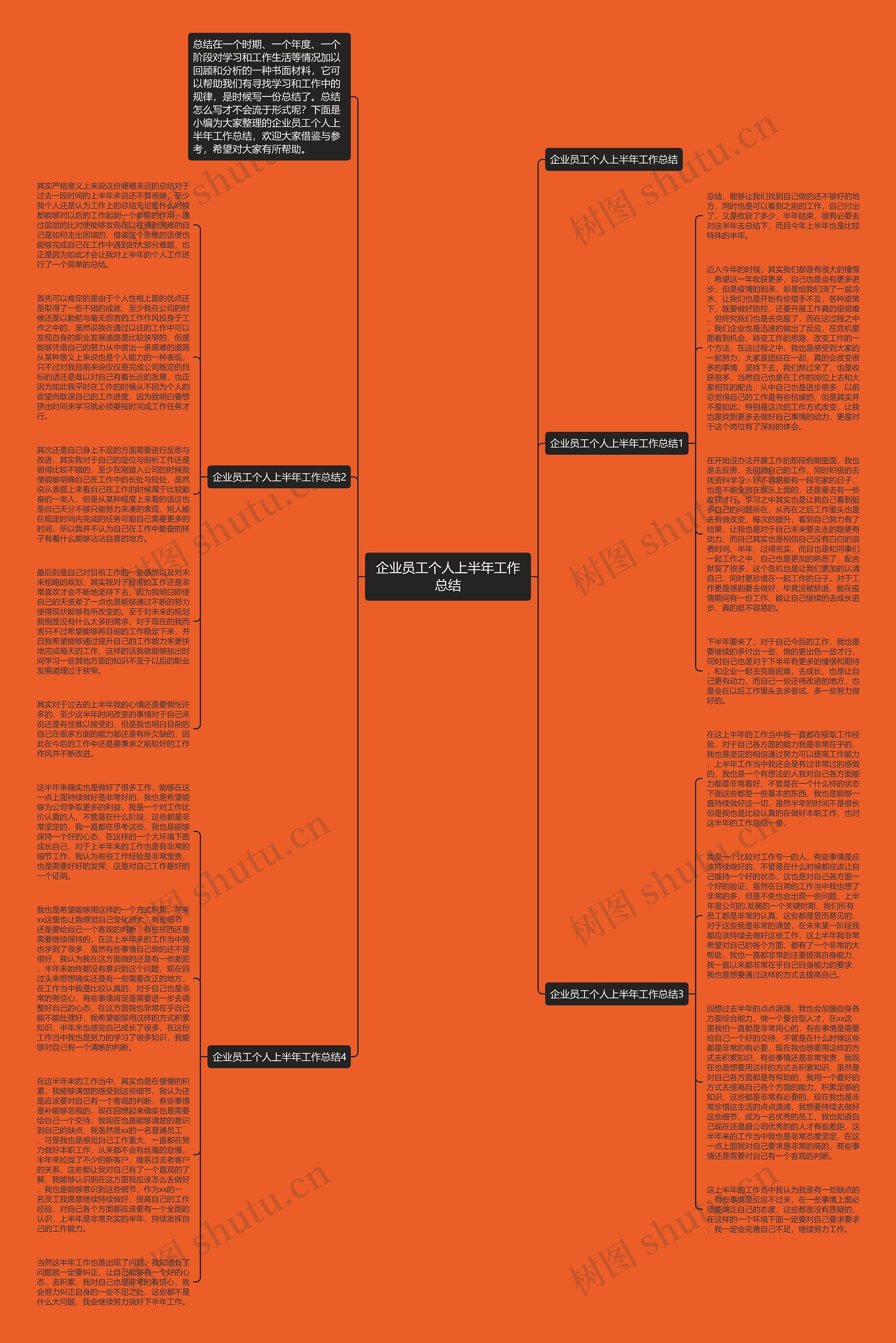 企业员工个人上半年工作总结思维导图