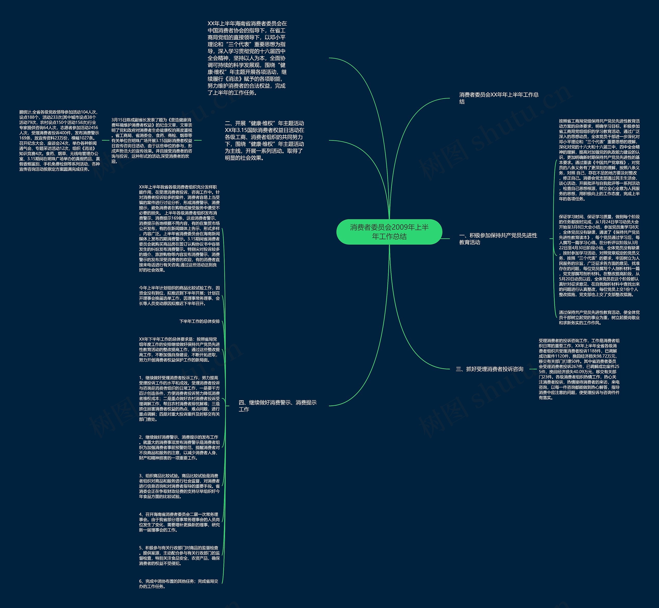 消费者委员会2009年上半年工作总结思维导图