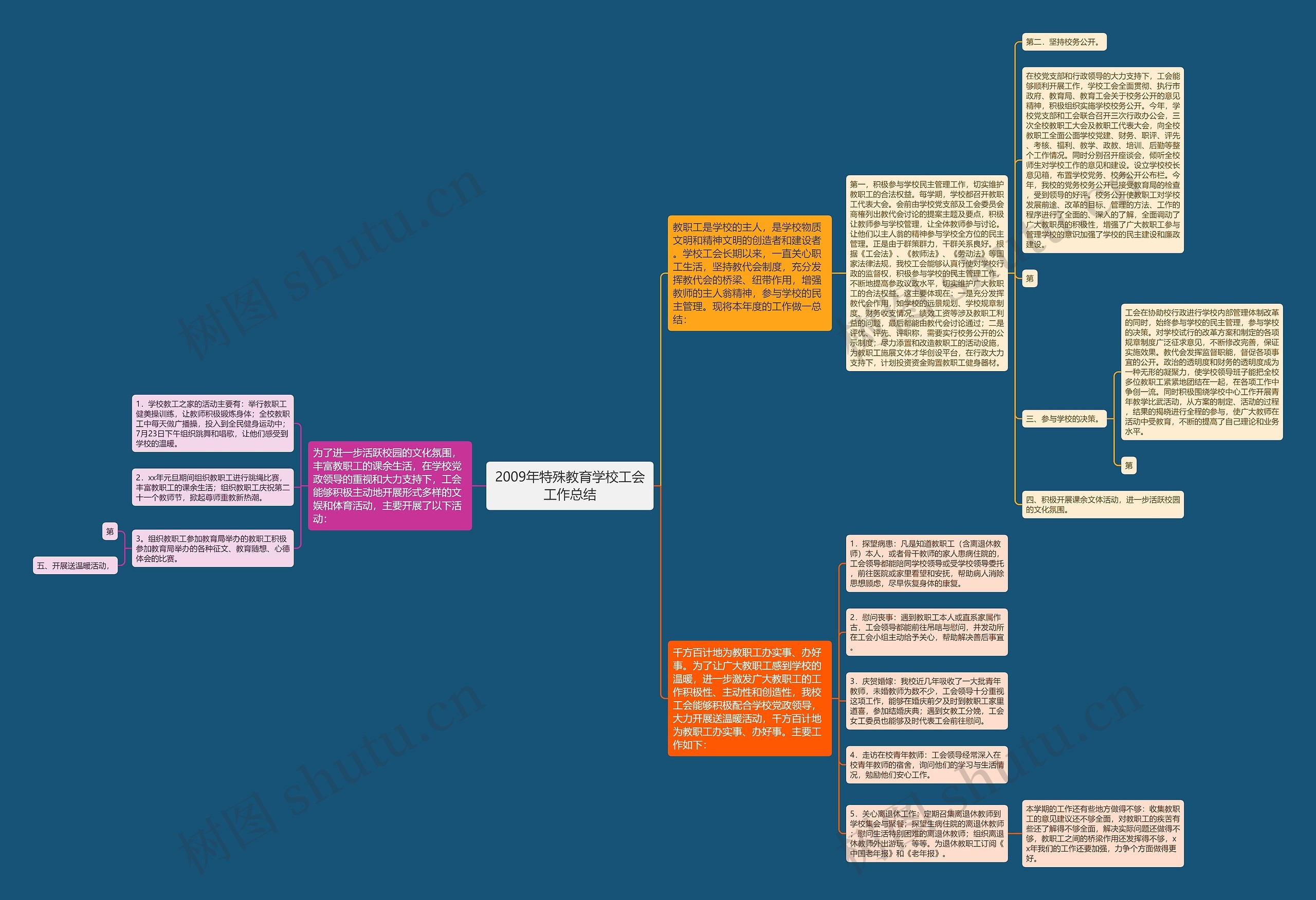 2009年特殊教育学校工会工作总结思维导图