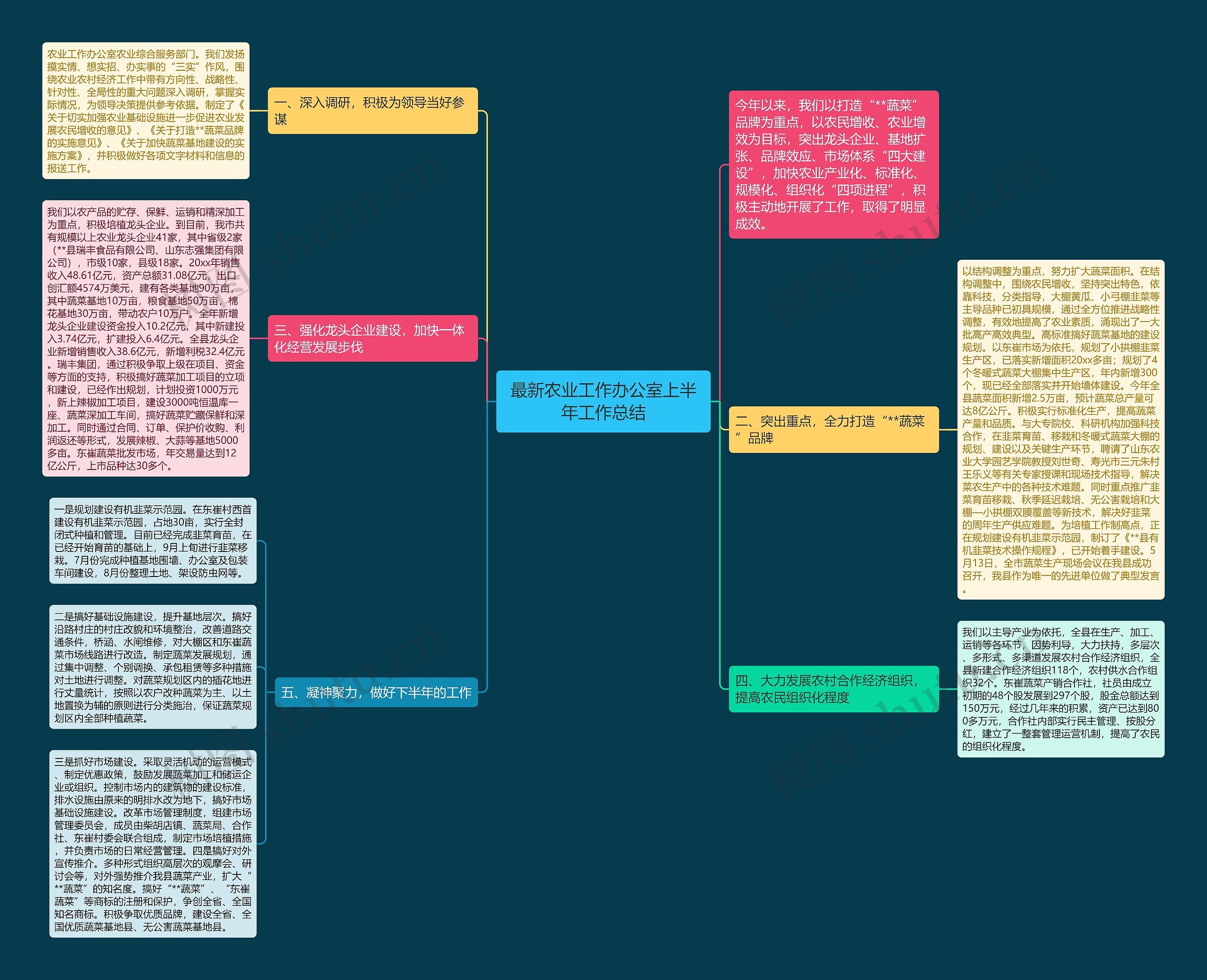最新农业工作办公室上半年工作总结思维导图