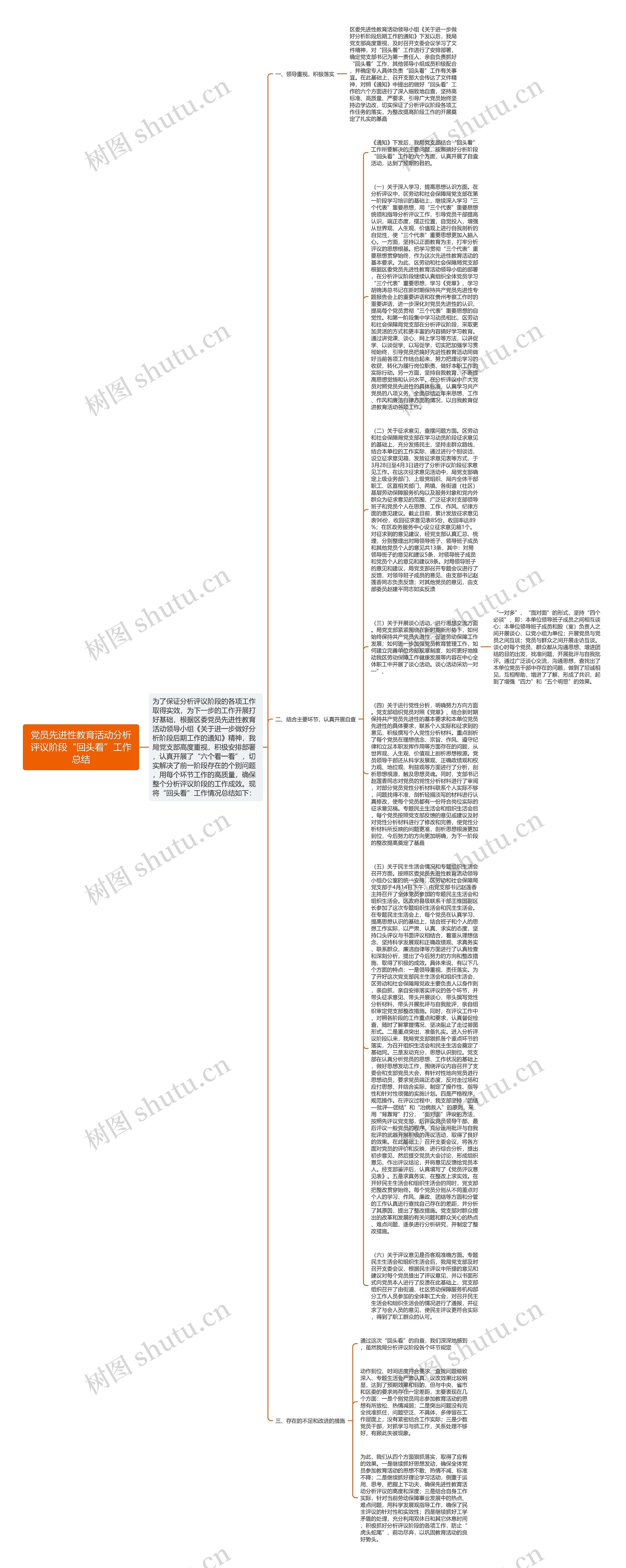党员先进性教育活动分析评议阶段“回头看”工作总结思维导图