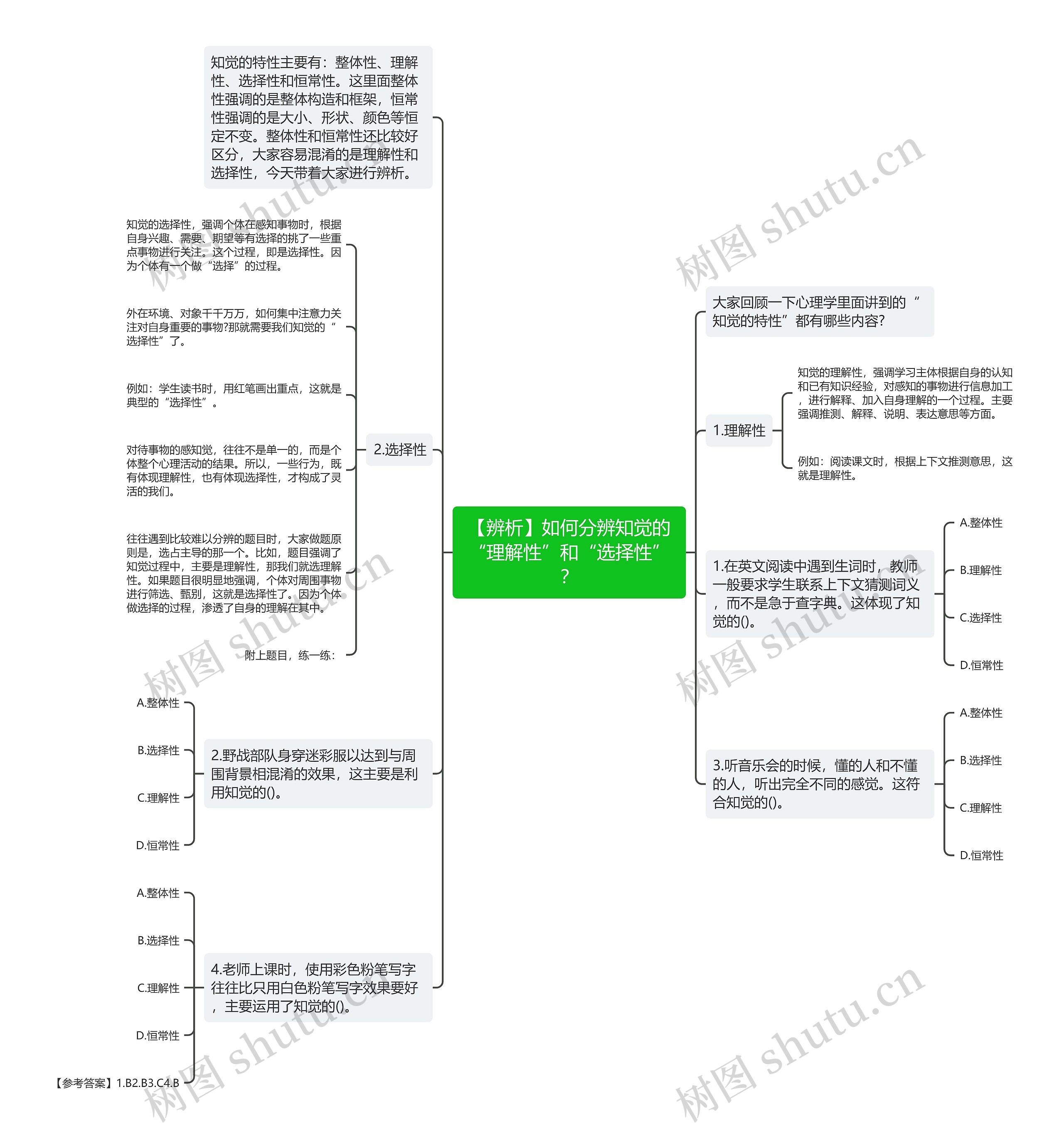 【辨析】如何分辨知觉的“理解性”和“选择性”？思维导图