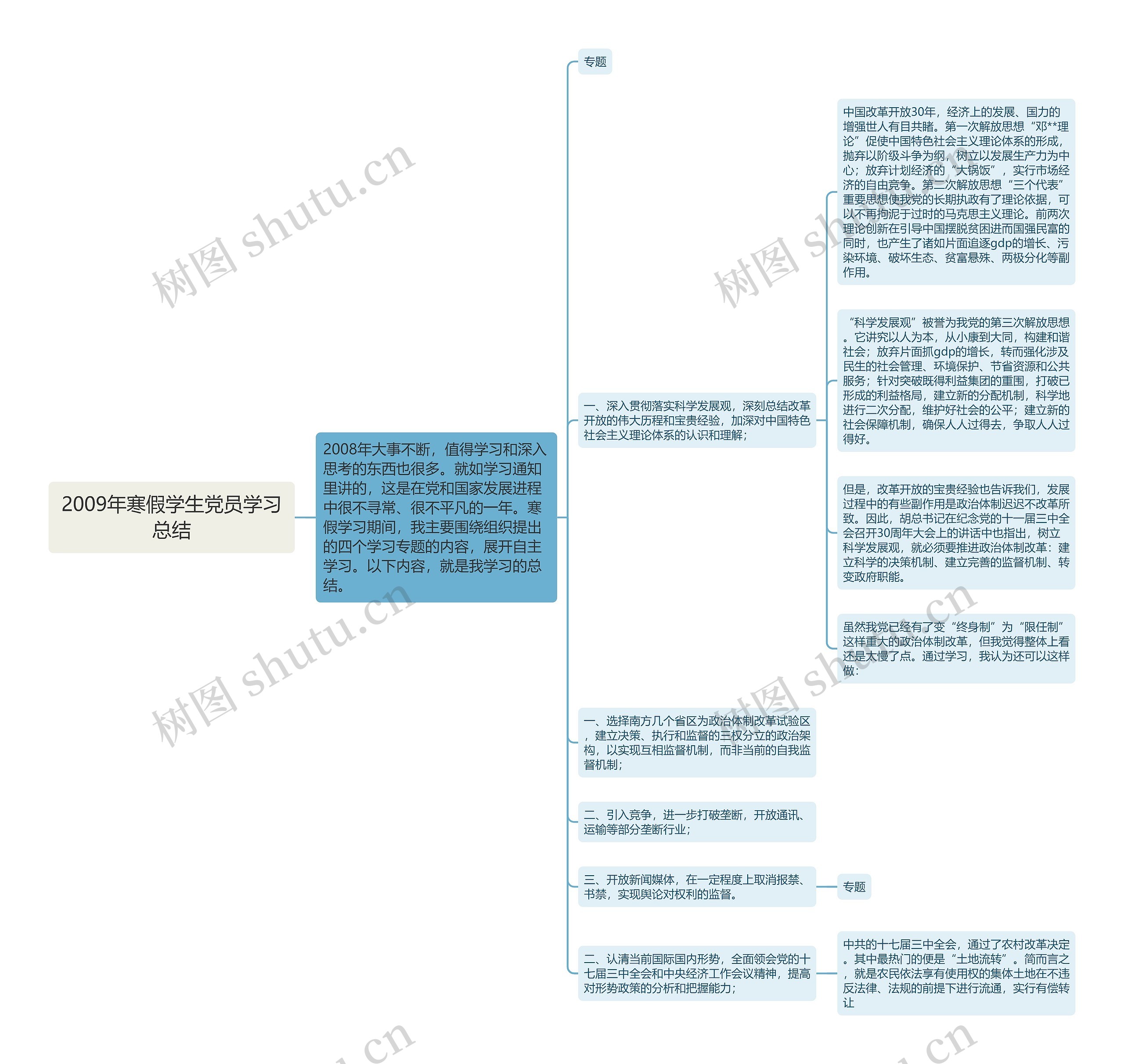 2009年寒假学生党员学习总结思维导图