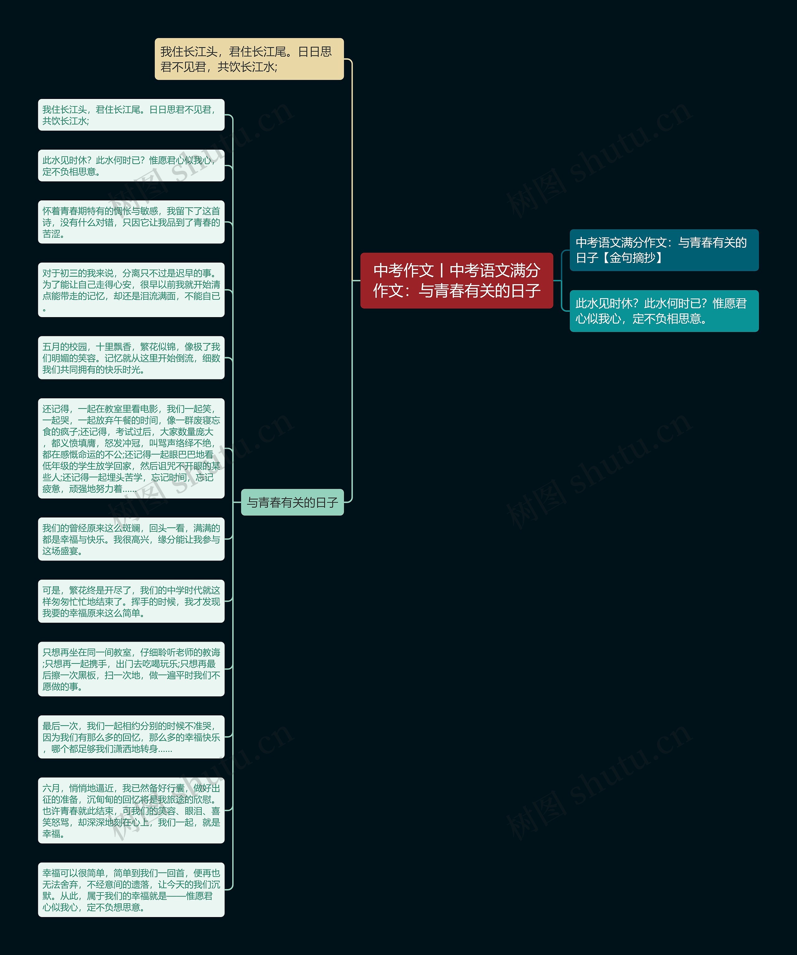 中考作文丨中考语文满分作文：与青春有关的日子思维导图