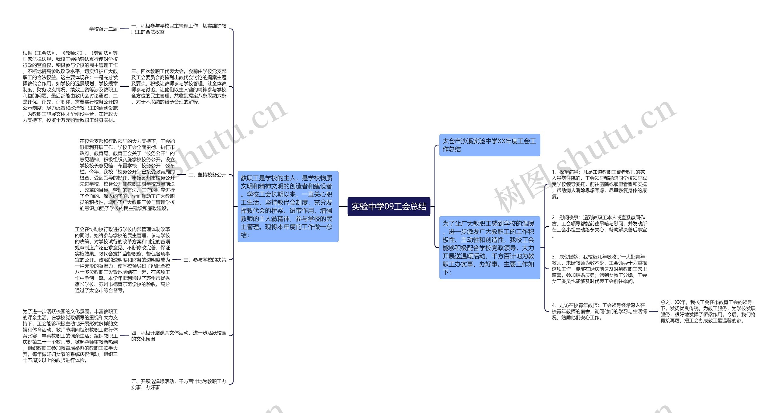 实验中学09工会总结思维导图