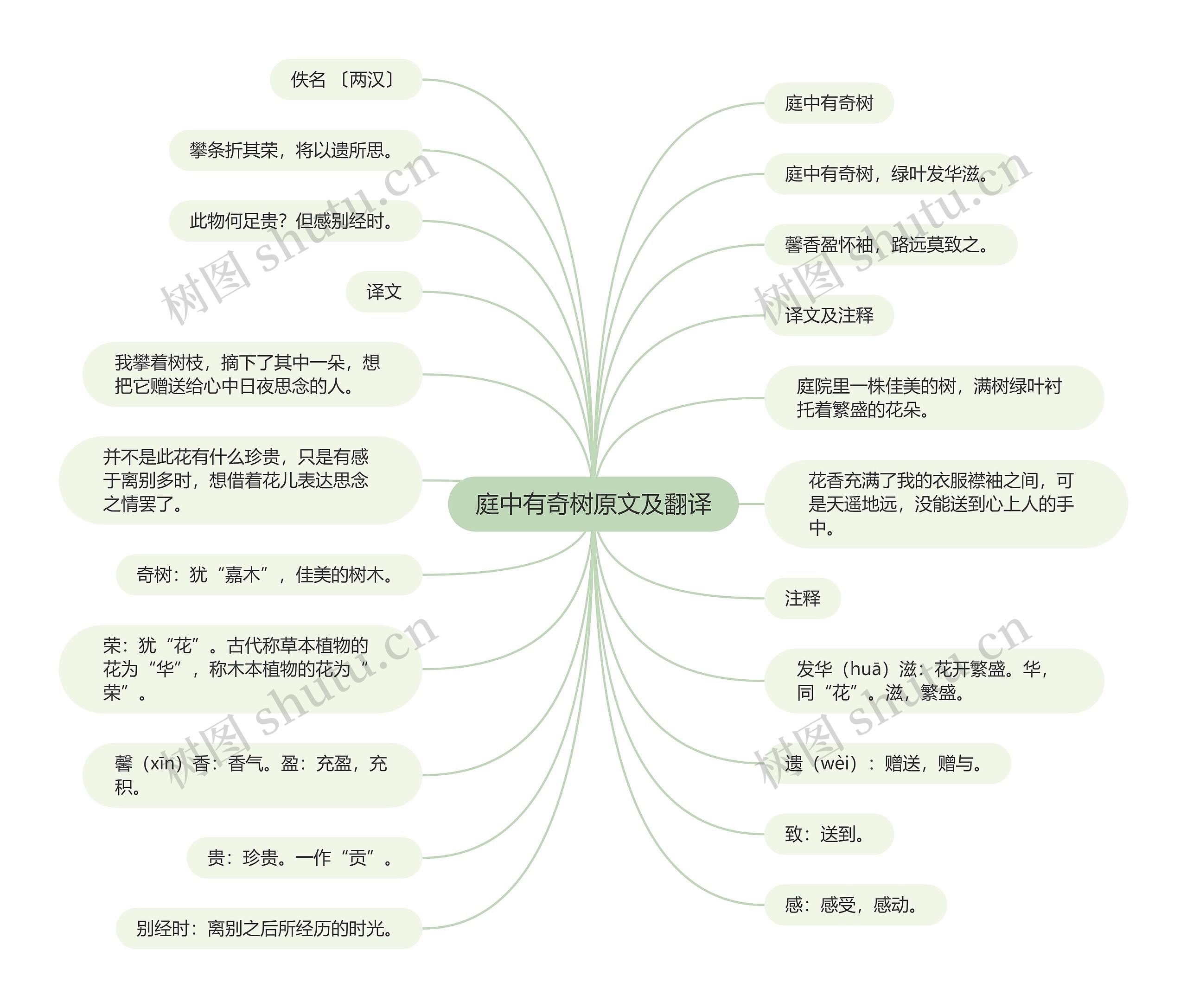 庭中有奇树原文及翻译思维导图