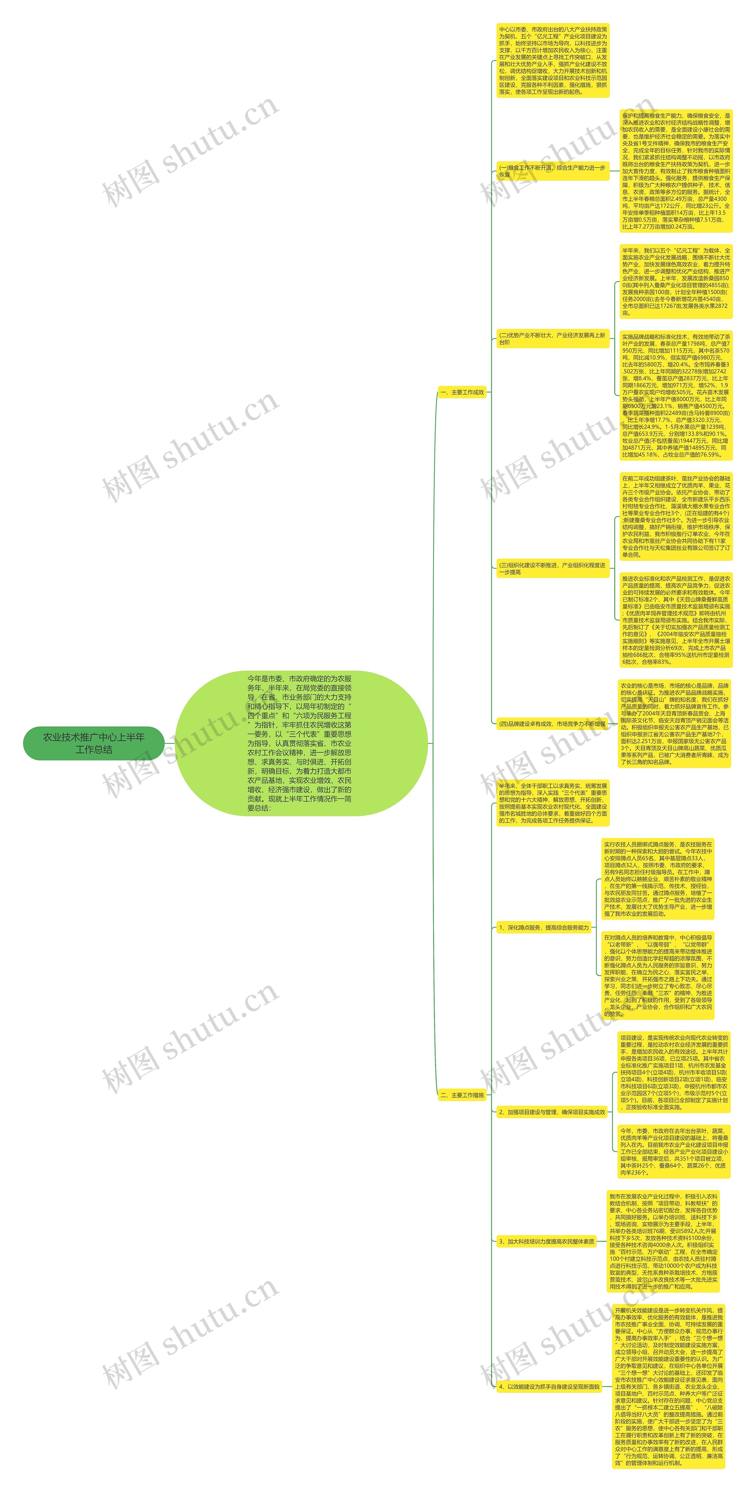 农业技术推广中心上半年工作总结思维导图